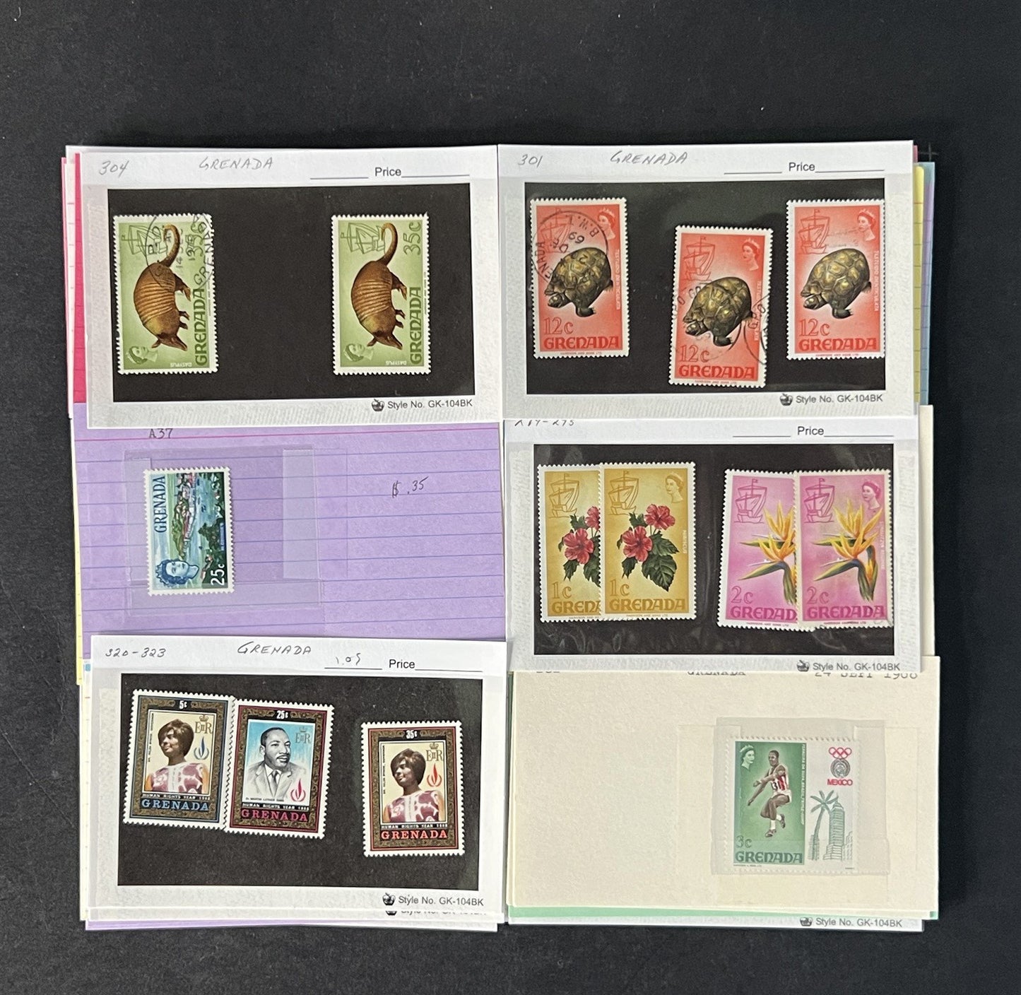 Grenada Stamp Collection on Dealer Cards $245 Cat Value ZAYIX 0825CB14521