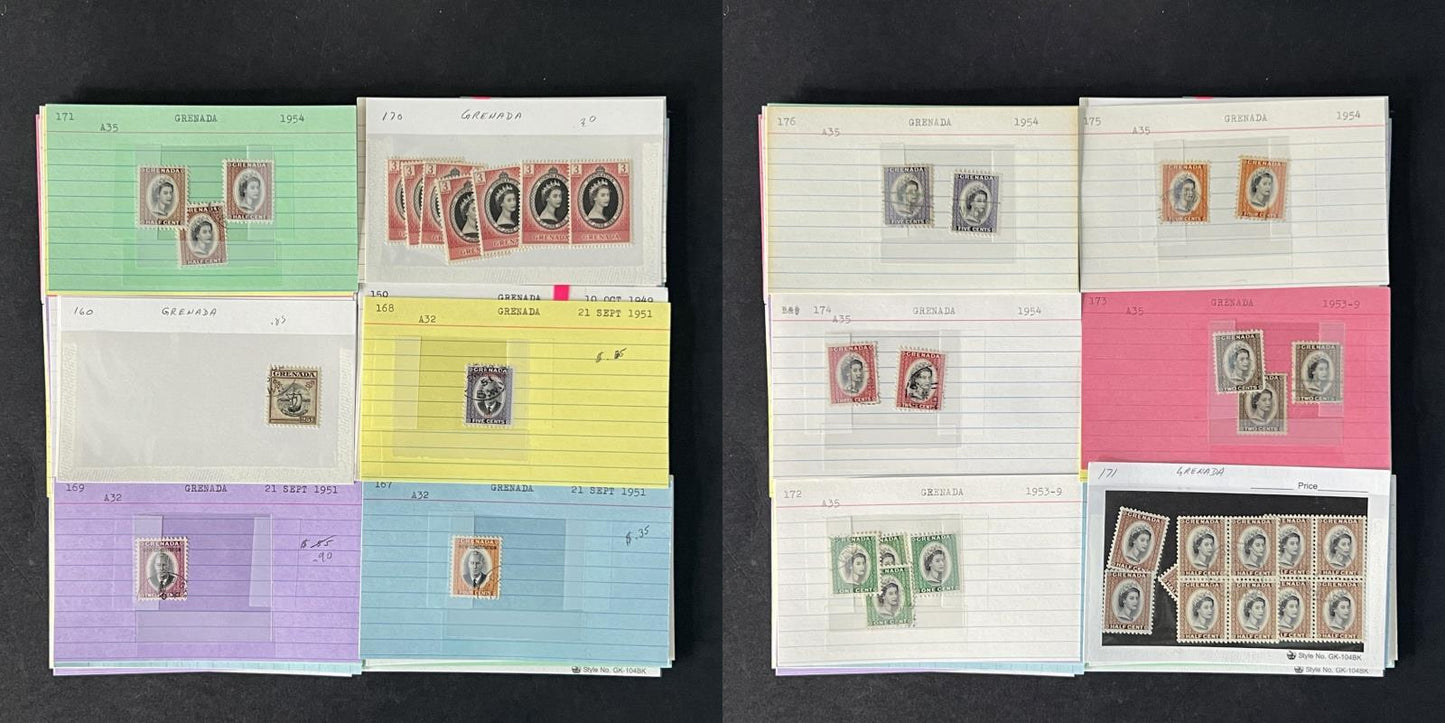 Grenada Stamp Collection on Dealer Cards $245 Cat Value ZAYIX 0825CB14521