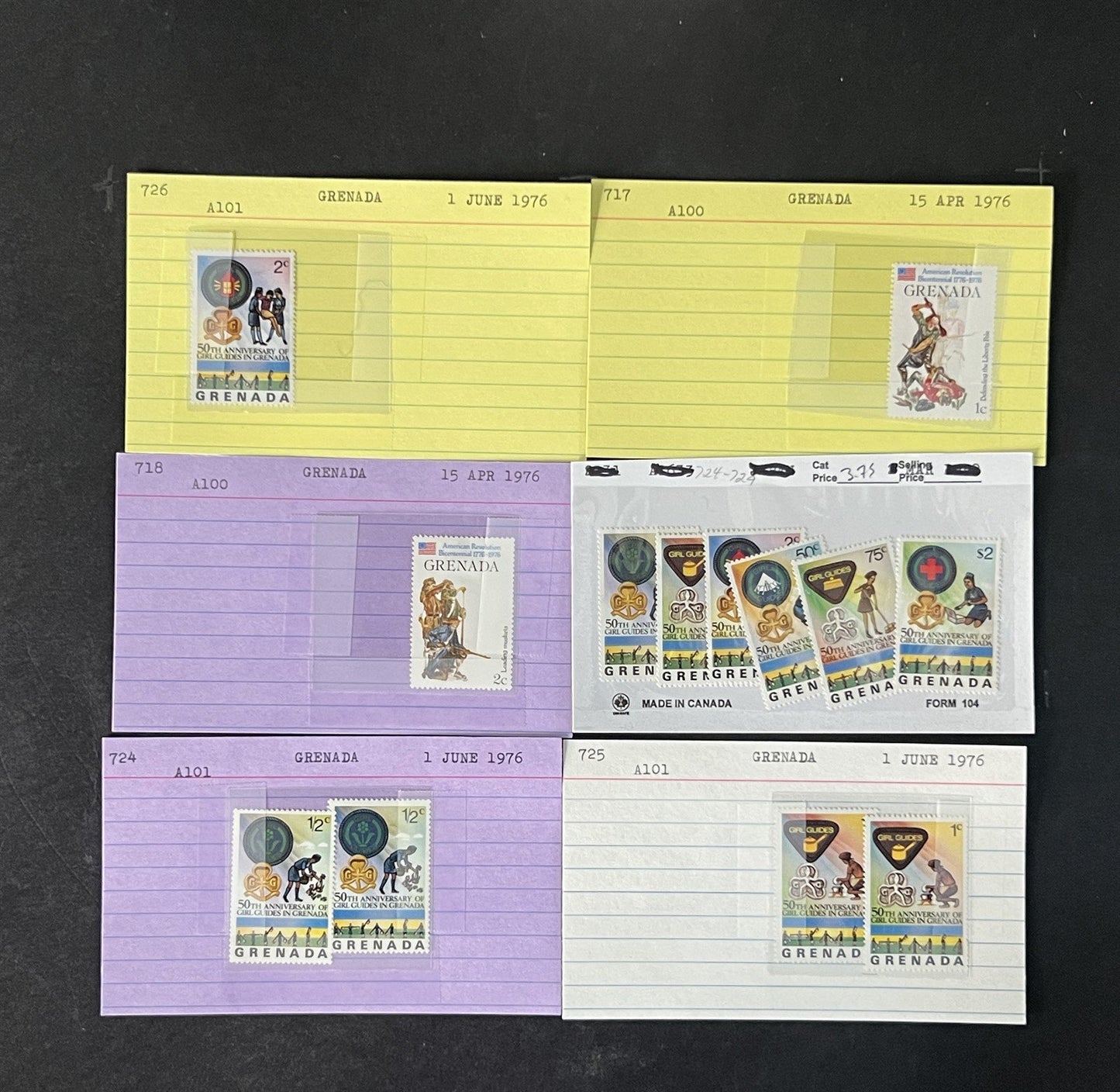Grenada Stamp Collection 2 on Dealer Cards $148 Cat Value ZAYIX 0825CB14522