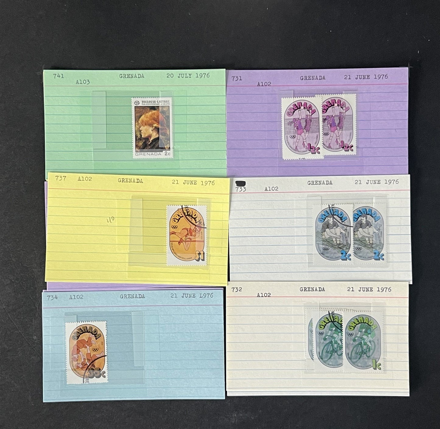 Grenada Stamp Collection 2 on Dealer Cards $148 Cat Value ZAYIX 0825CB14522