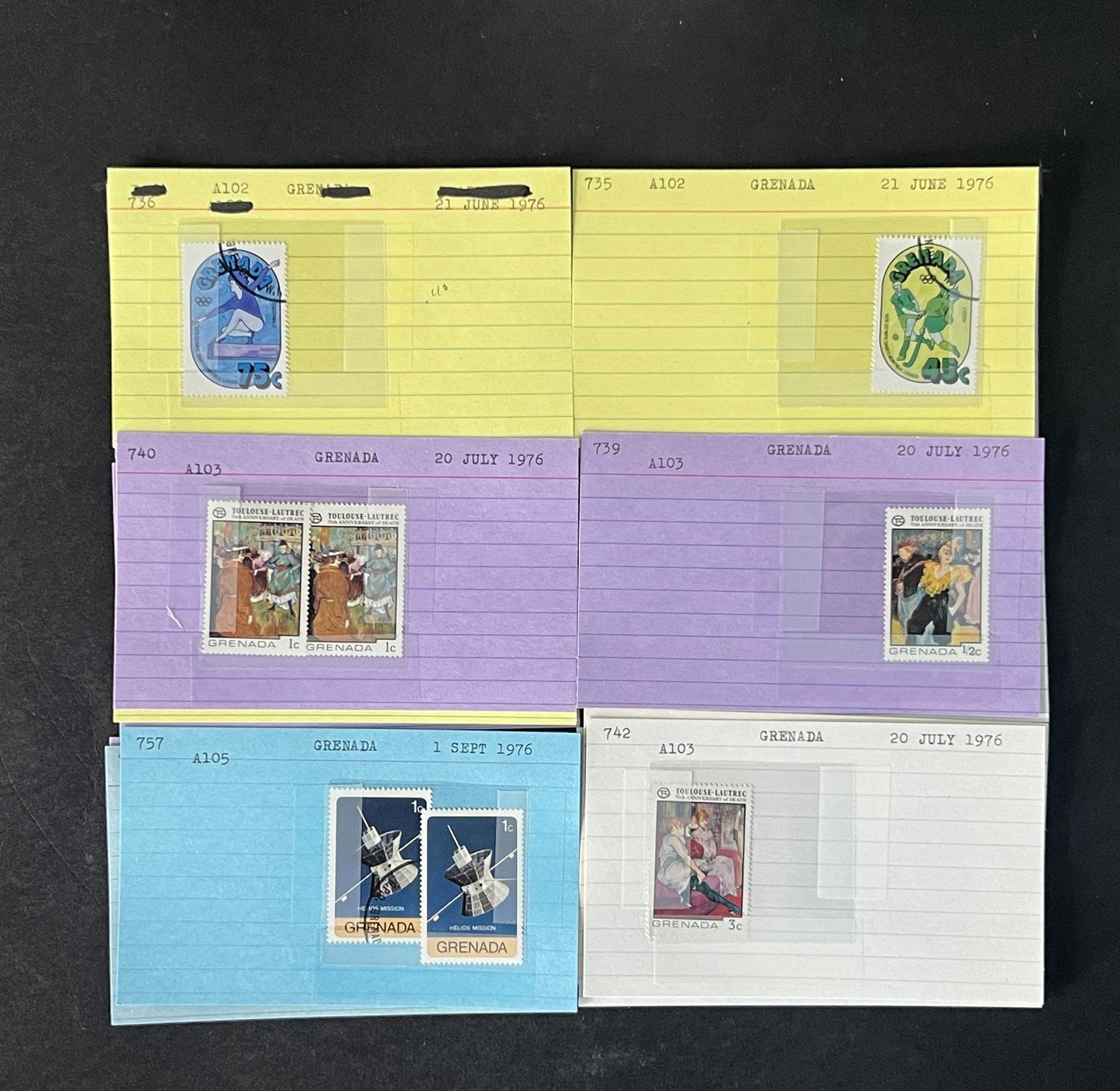 Grenada Stamp Collection 2 on Dealer Cards $148 Cat Value ZAYIX 0825CB14522