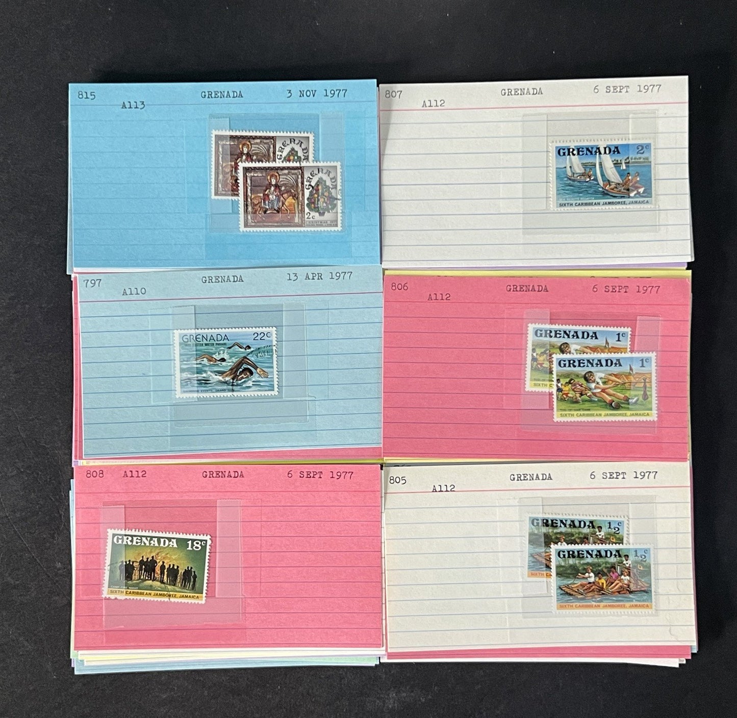 Grenada Stamp Collection 2 on Dealer Cards $148 Cat Value ZAYIX 0825CB14522
