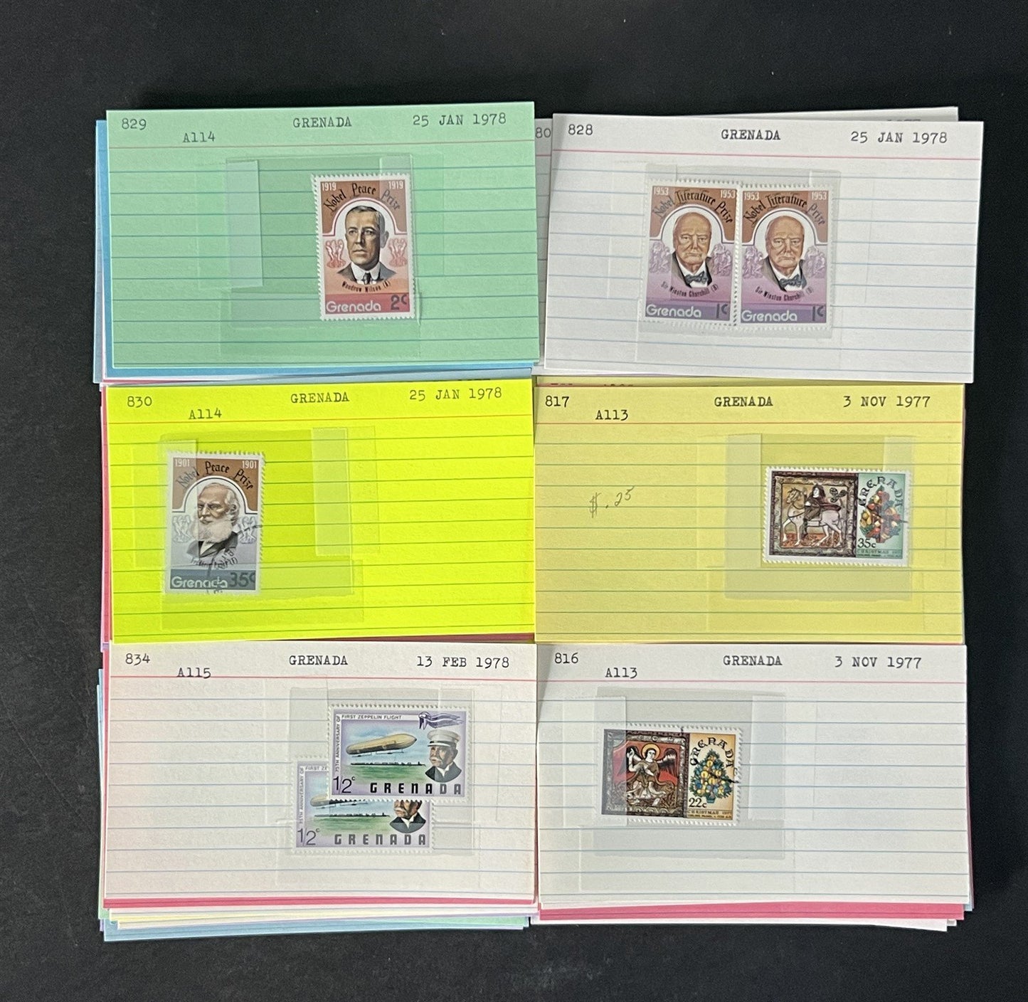 Grenada Stamp Collection 2 on Dealer Cards $148 Cat Value ZAYIX 0825CB14522