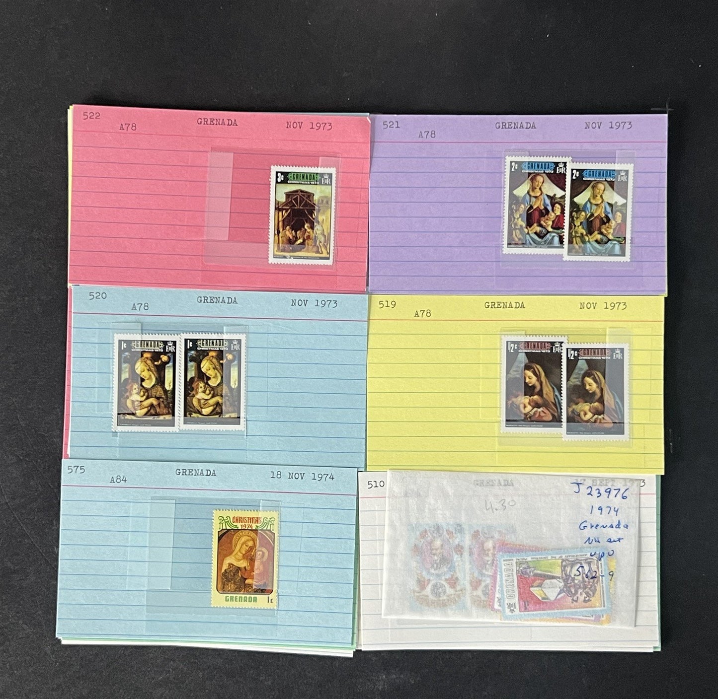 Grenada Stamp Collection 2 on Dealer Cards $148 Cat Value ZAYIX 0825CB14522