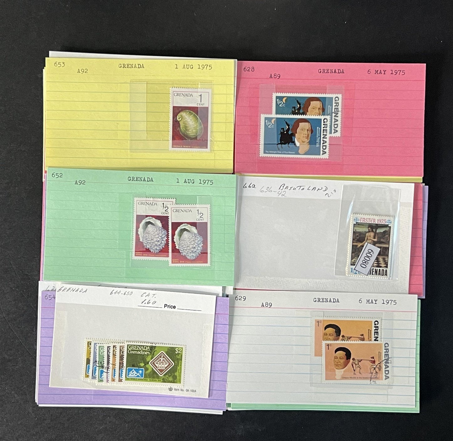 Grenada Stamp Collection 2 on Dealer Cards $148 Cat Value ZAYIX 0825CB14522