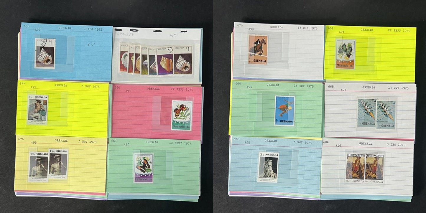 Grenada Stamp Collection 2 on Dealer Cards $148 Cat Value ZAYIX 0825CB14522