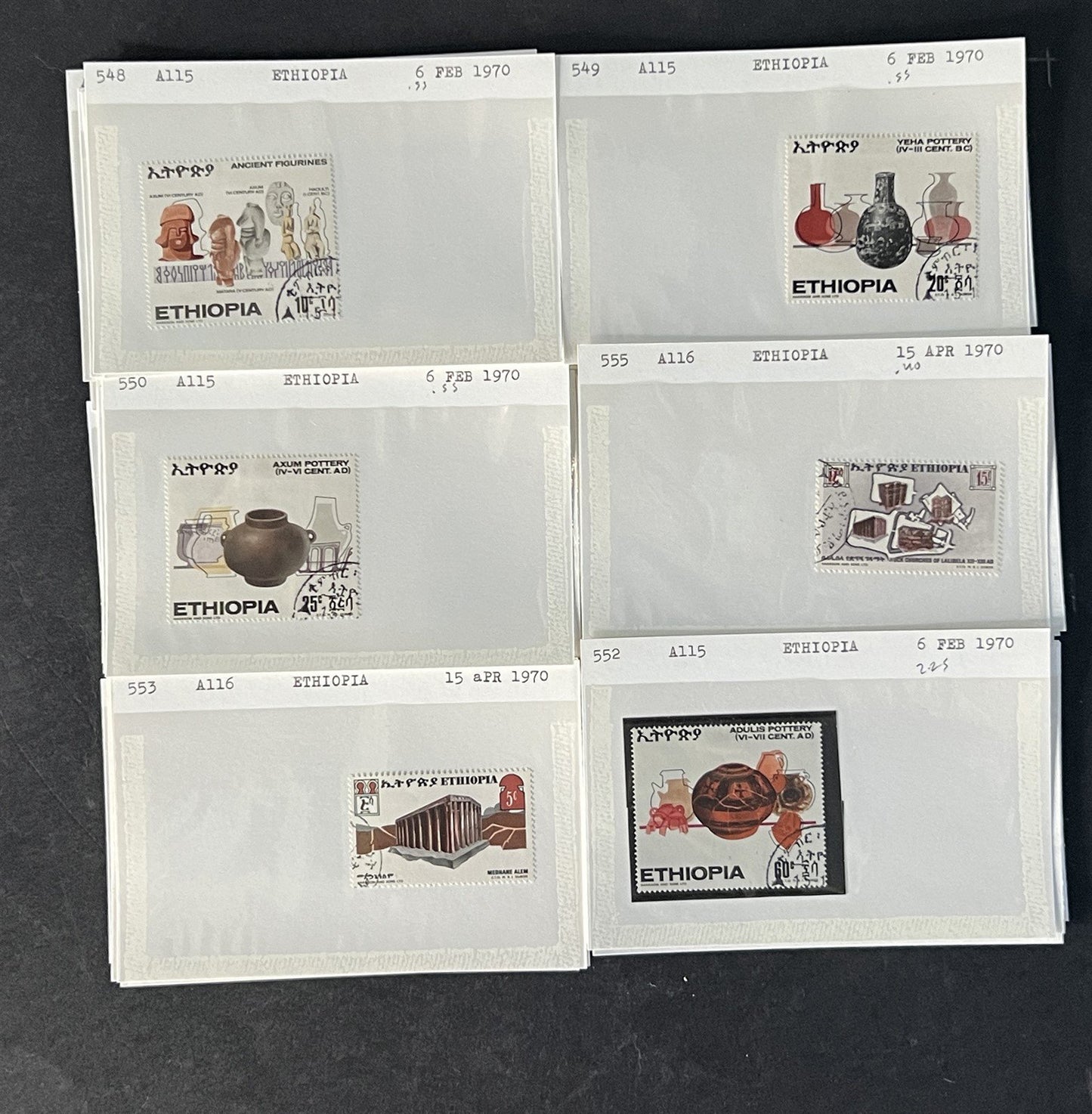 Ethiopia Stamp Collection on Dealer Cards $326 Cat Value ZAYIX 0825CB14525