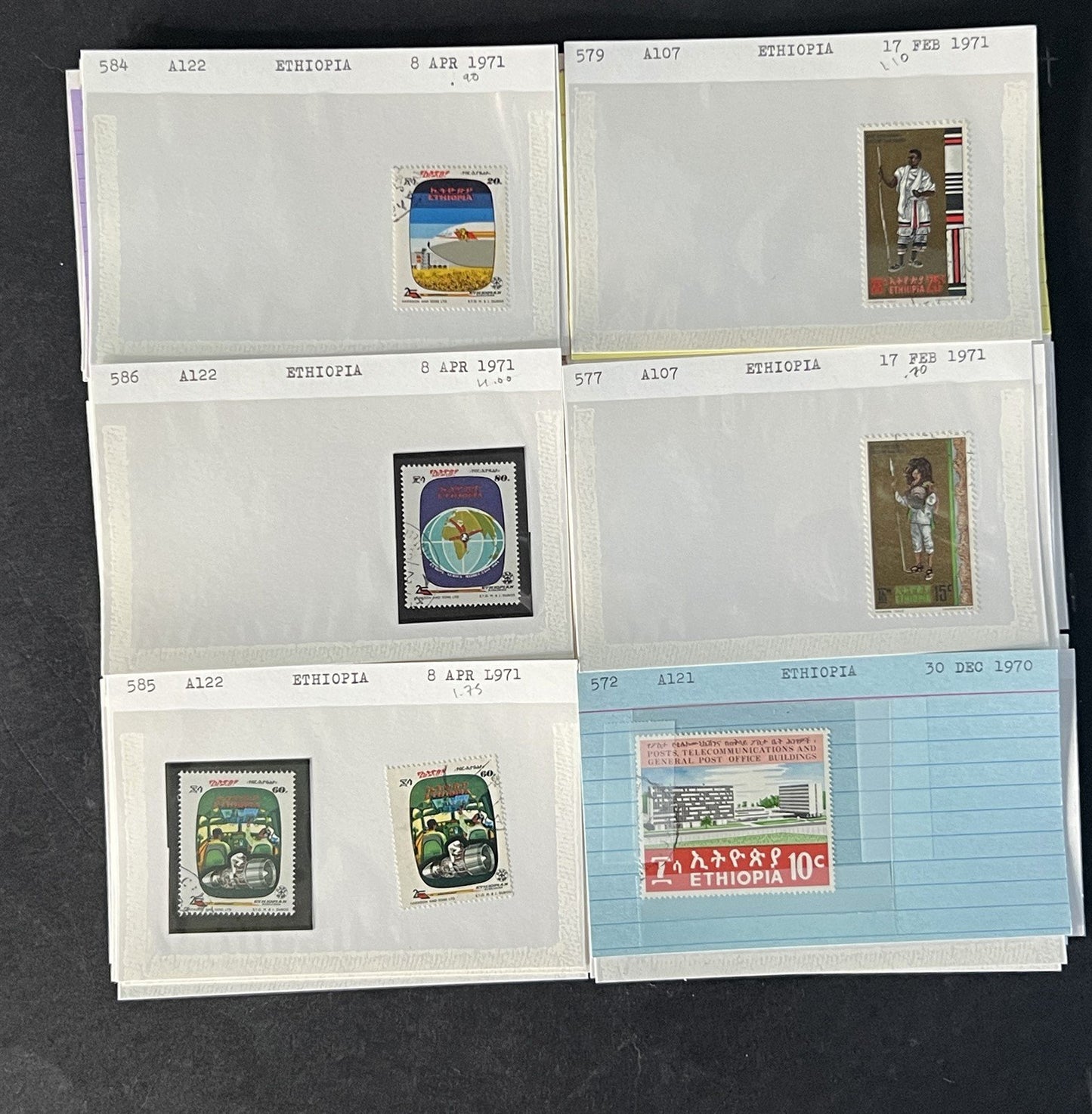 Ethiopia Stamp Collection on Dealer Cards $326 Cat Value ZAYIX 0825CB14525