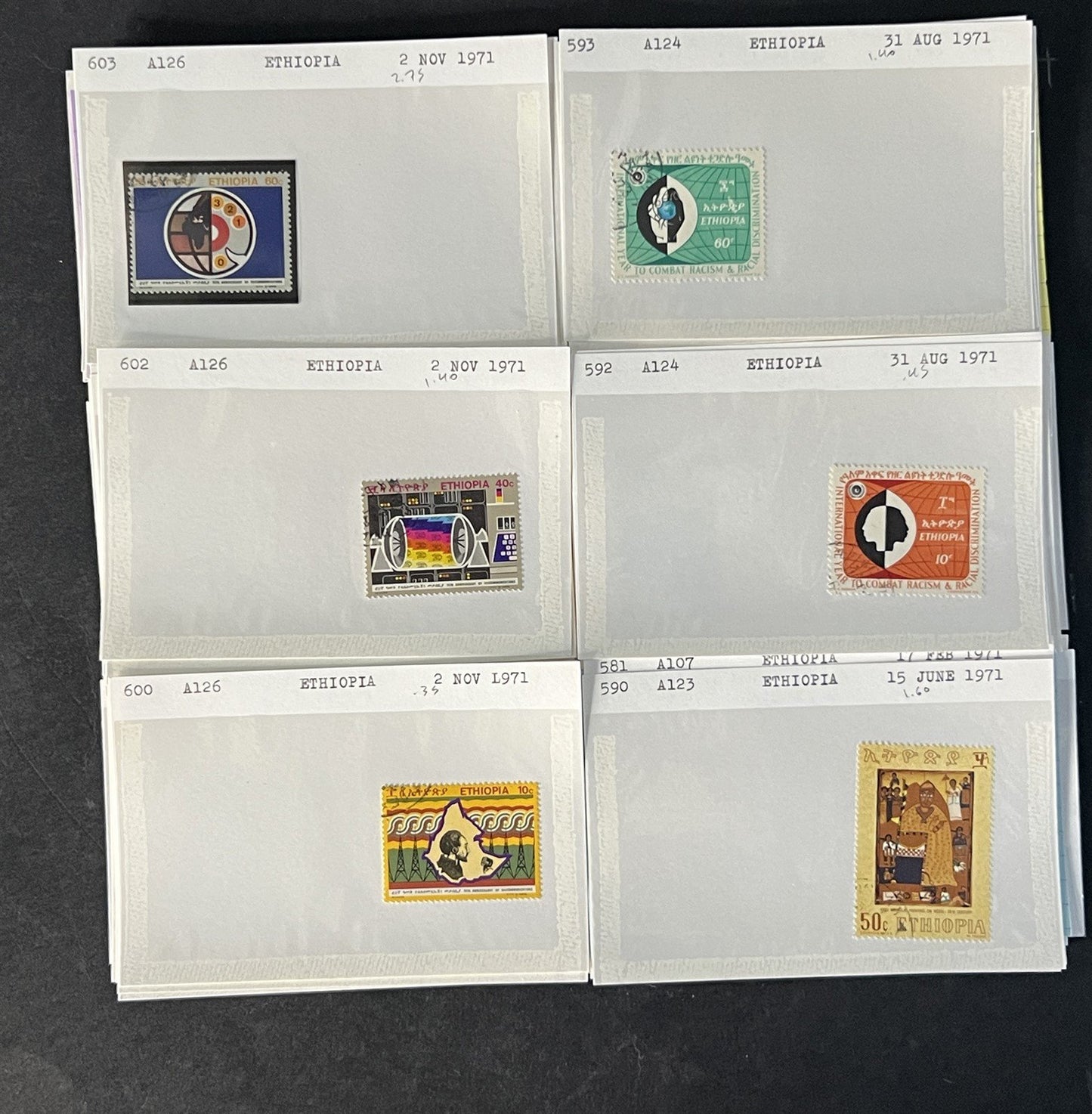 Ethiopia Stamp Collection on Dealer Cards $326 Cat Value ZAYIX 0825CB14525