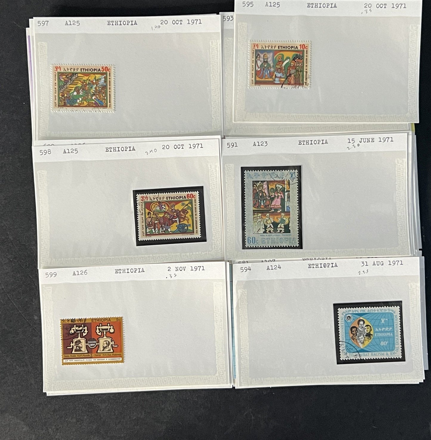 Ethiopia Stamp Collection on Dealer Cards $326 Cat Value ZAYIX 0825CB14525