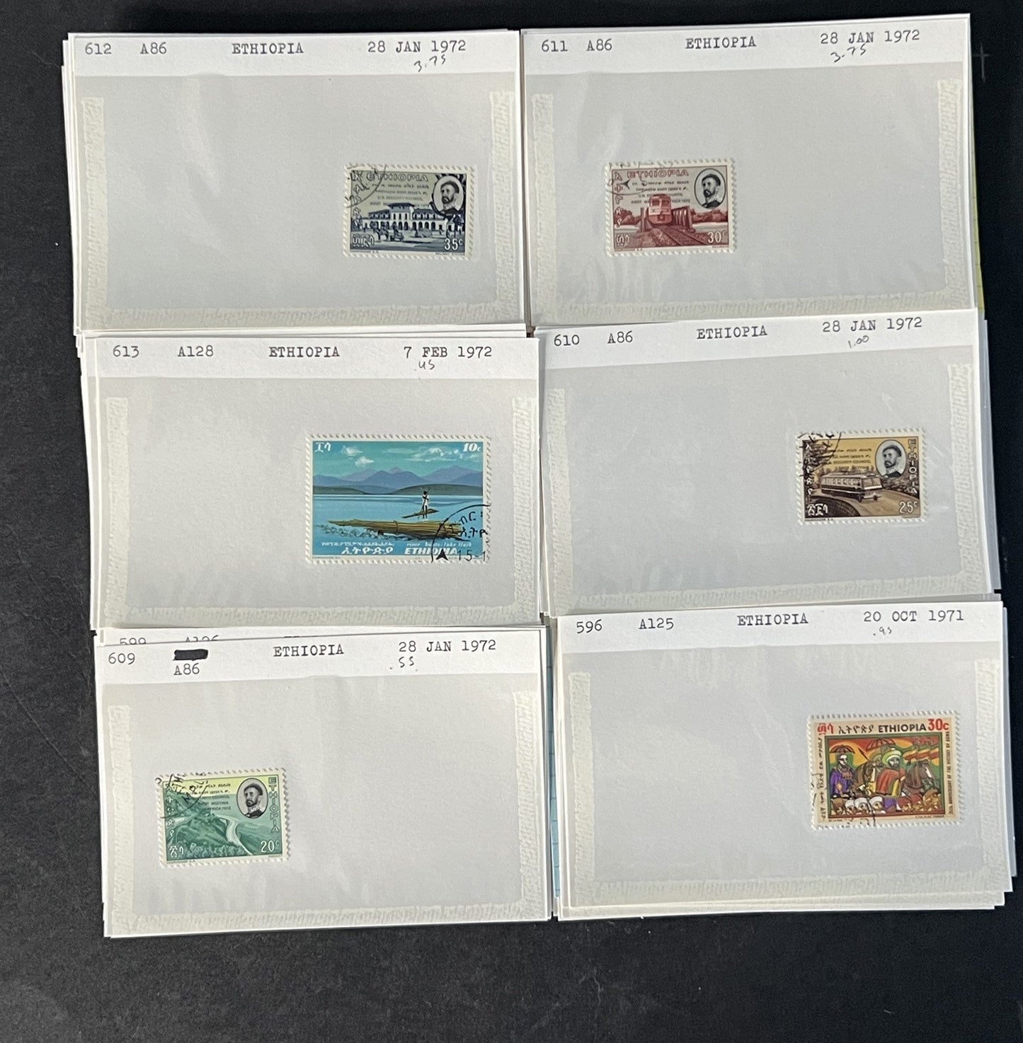 Ethiopia Stamp Collection on Dealer Cards $326 Cat Value ZAYIX 0825CB14525