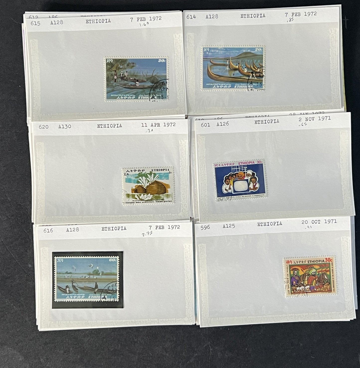 Ethiopia Stamp Collection on Dealer Cards $326 Cat Value ZAYIX 0825CB14525