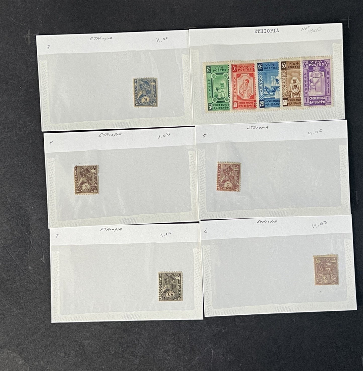 Ethiopia Stamp Collection on Dealer Cards $326 Cat Value ZAYIX 0825CB14525