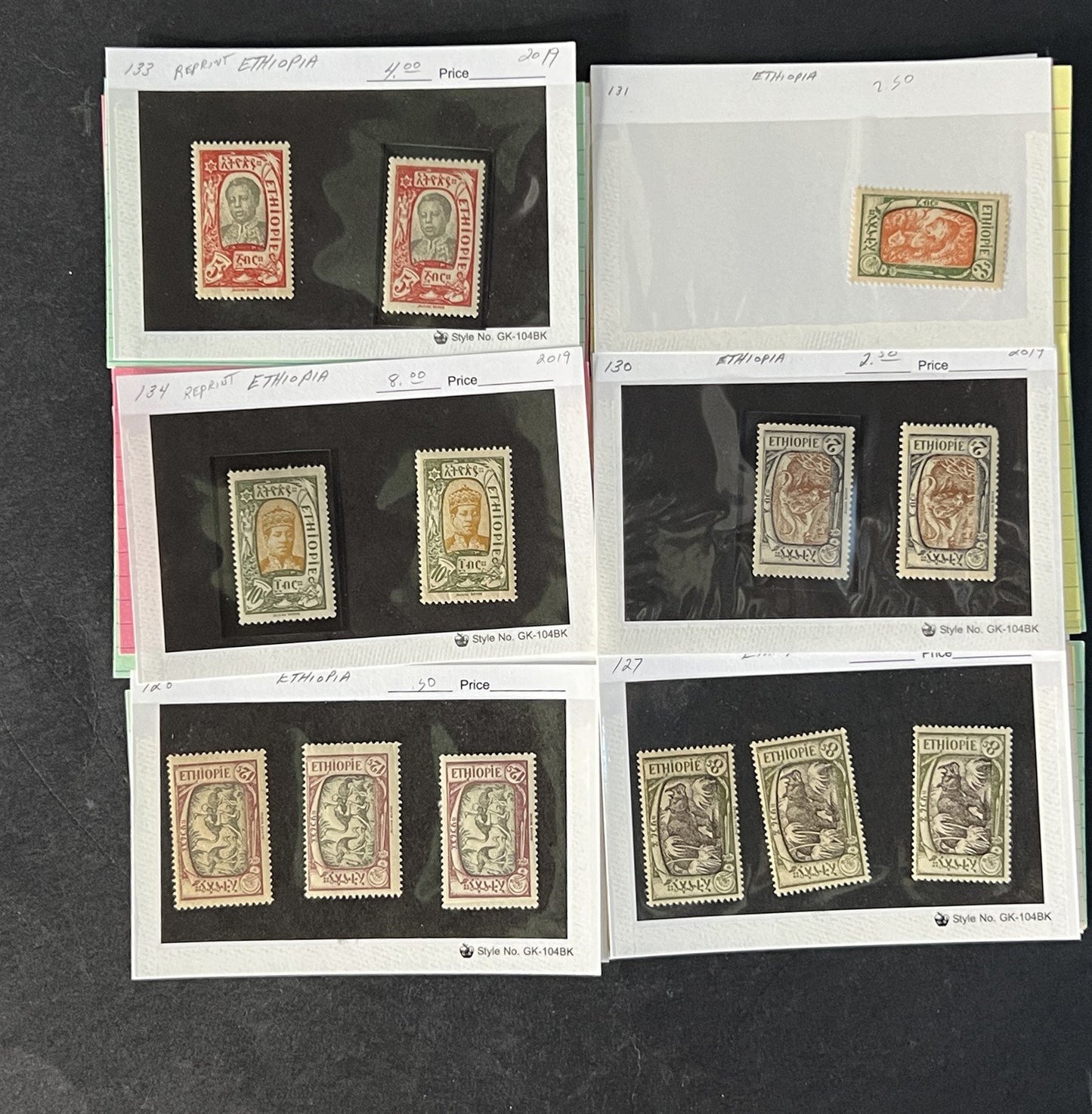 Ethiopia Stamp Collection on Dealer Cards $326 Cat Value ZAYIX 0825CB14525