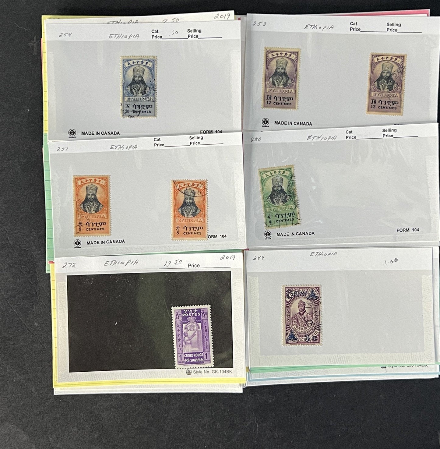 Ethiopia Stamp Collection on Dealer Cards $326 Cat Value ZAYIX 0825CB14525