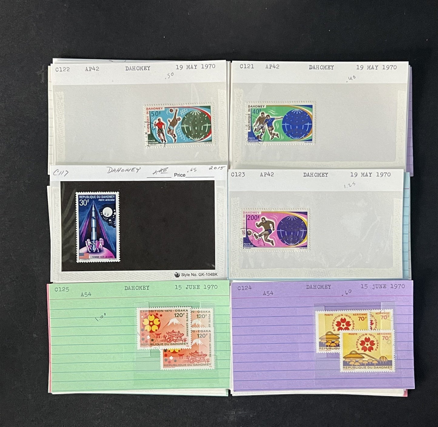 Dahomey Stamp Collection on Dealer Cards $123 Cat Value ZAYIX 0825CB14538