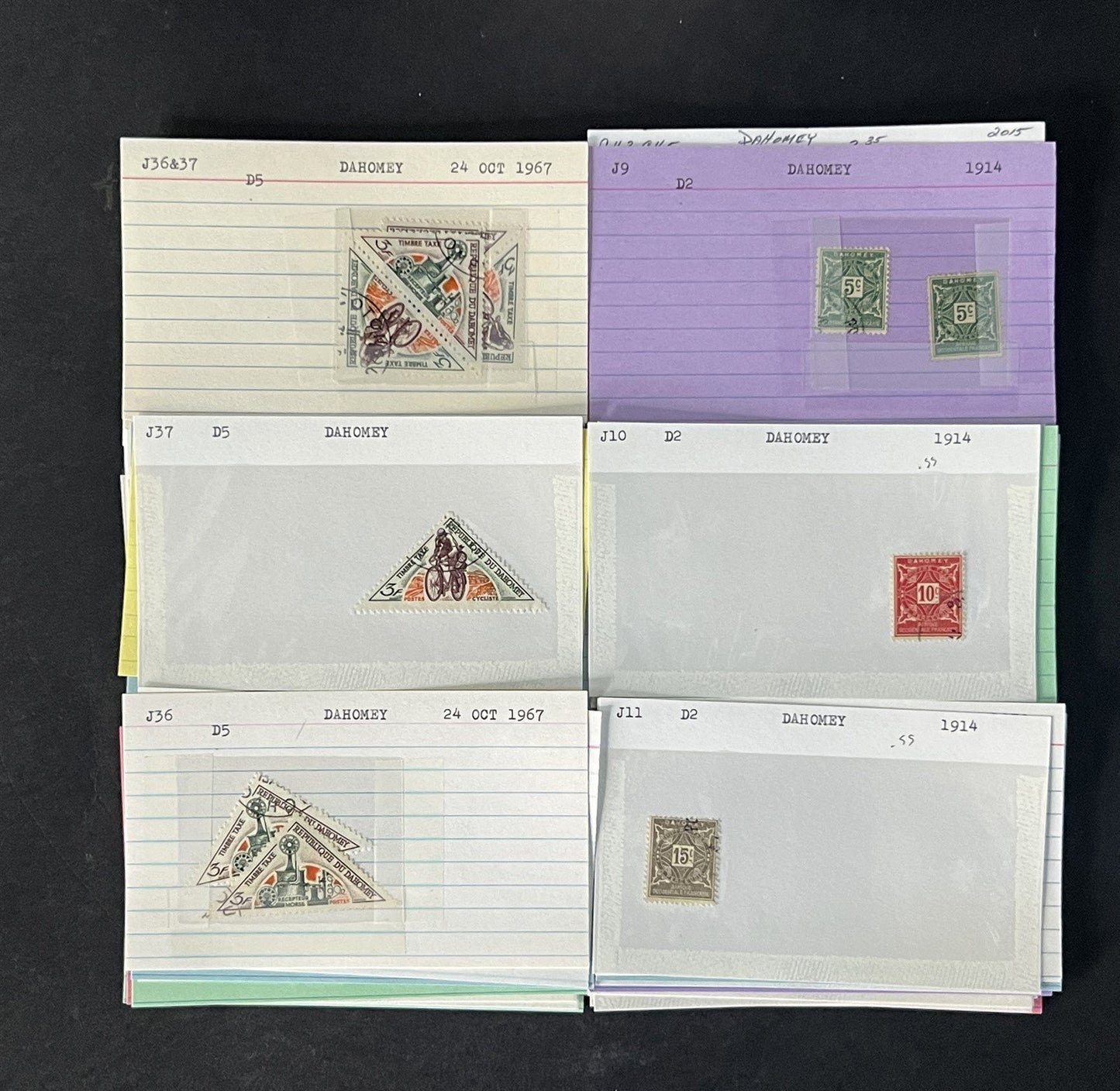Dahomey Stamp Collection on Dealer Cards $123 Cat Value ZAYIX 0825CB14538