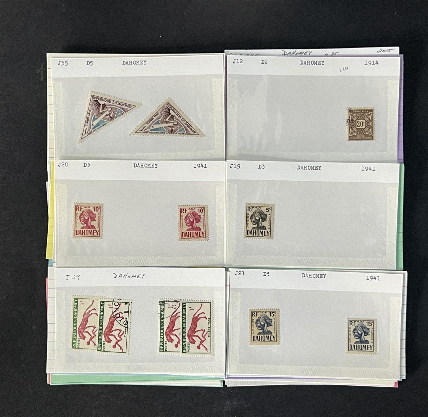Dahomey Stamp Collection on Dealer Cards $123 Cat Value ZAYIX 0825CB14538