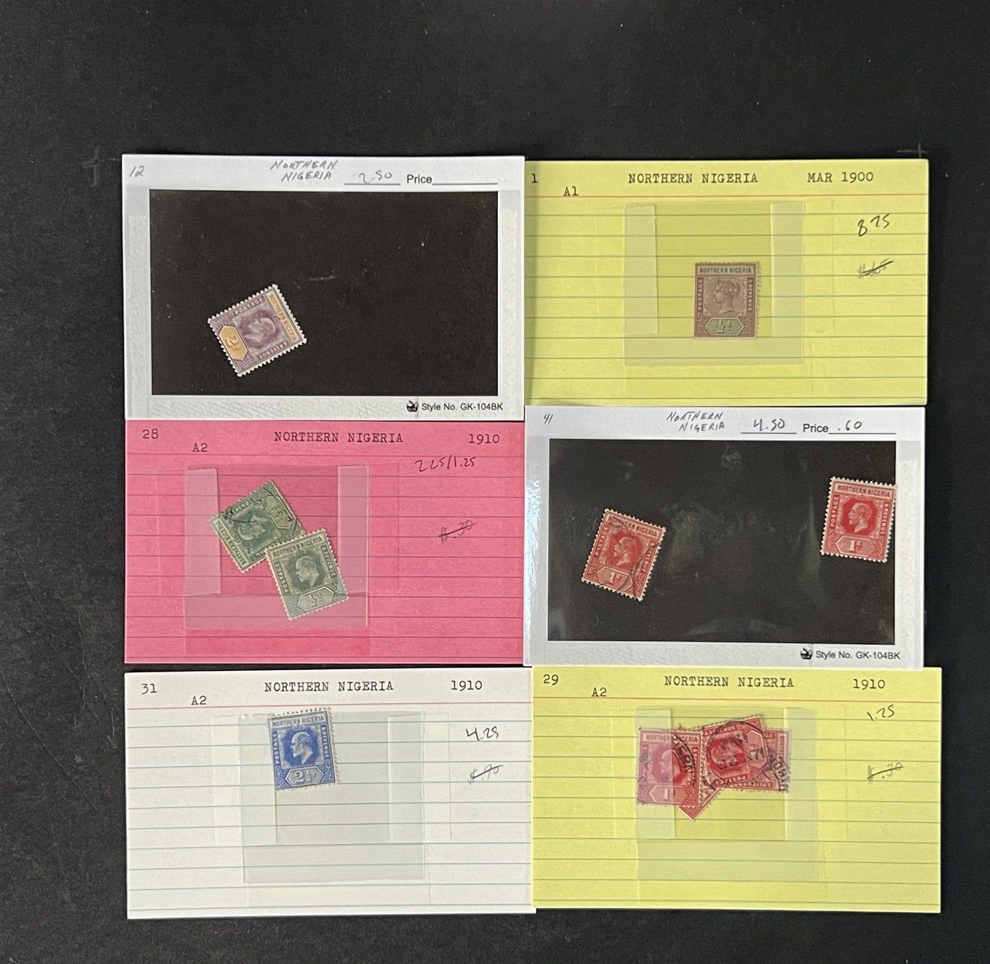 Northern Nigeria Stamp Collection on Dealer Cards $47 Cat Val ZAYIX 0825CB14539