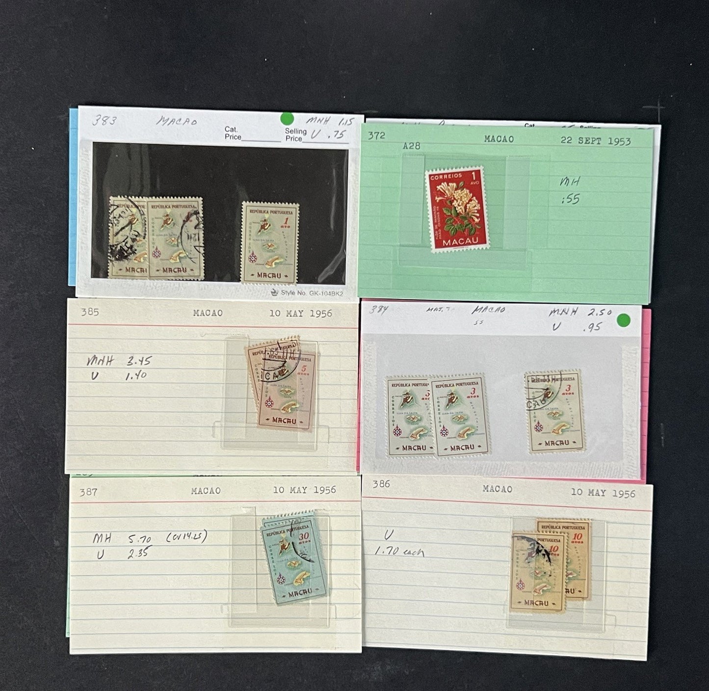 Macao Stamp Collection on Dealer Cards $178 Cat Val ZAYIX 0825CB14542