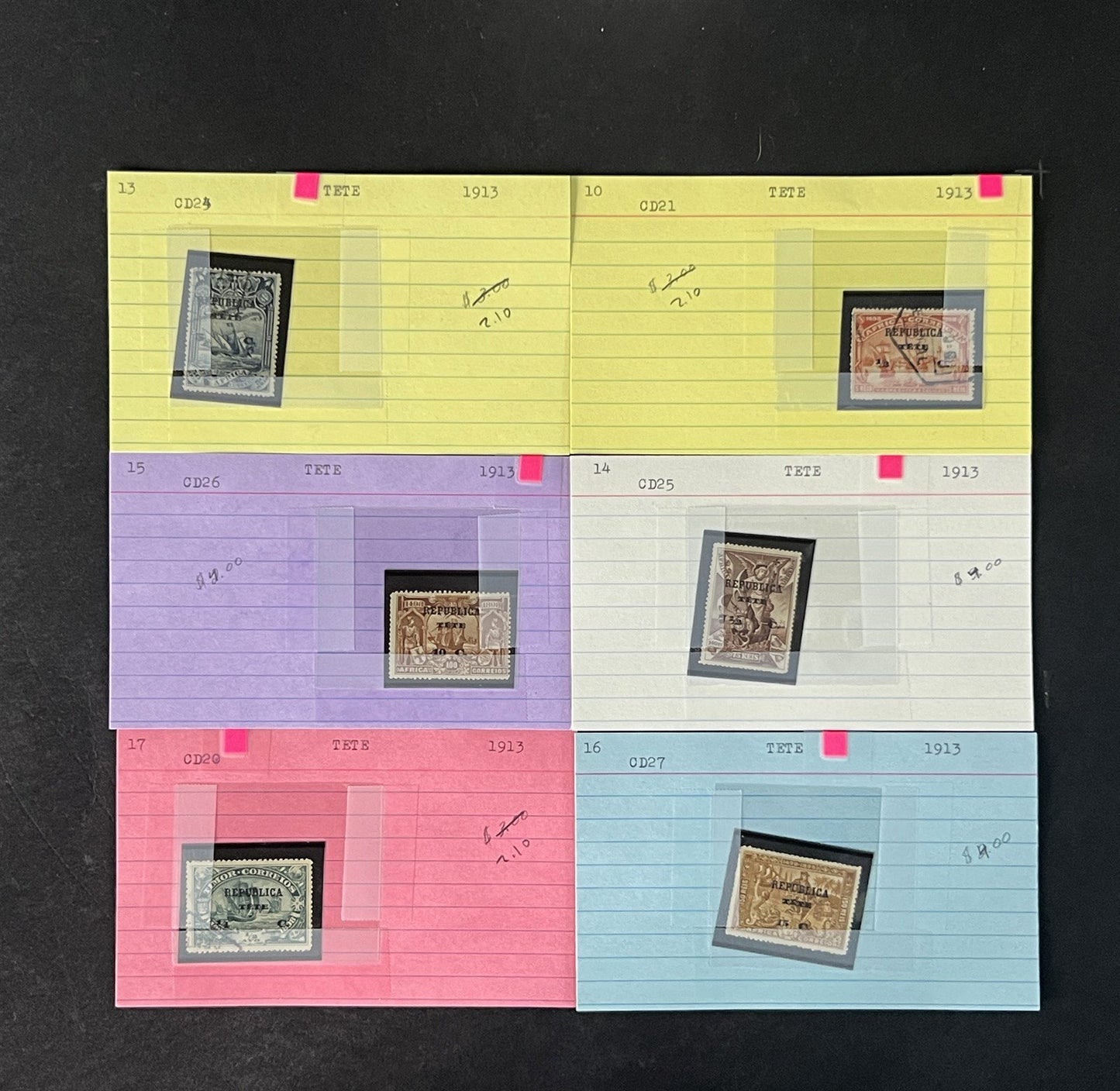 Portuguese Colonies Stamp Collection on Dealer Cards $178 CV ZAYIX 0825CB14543