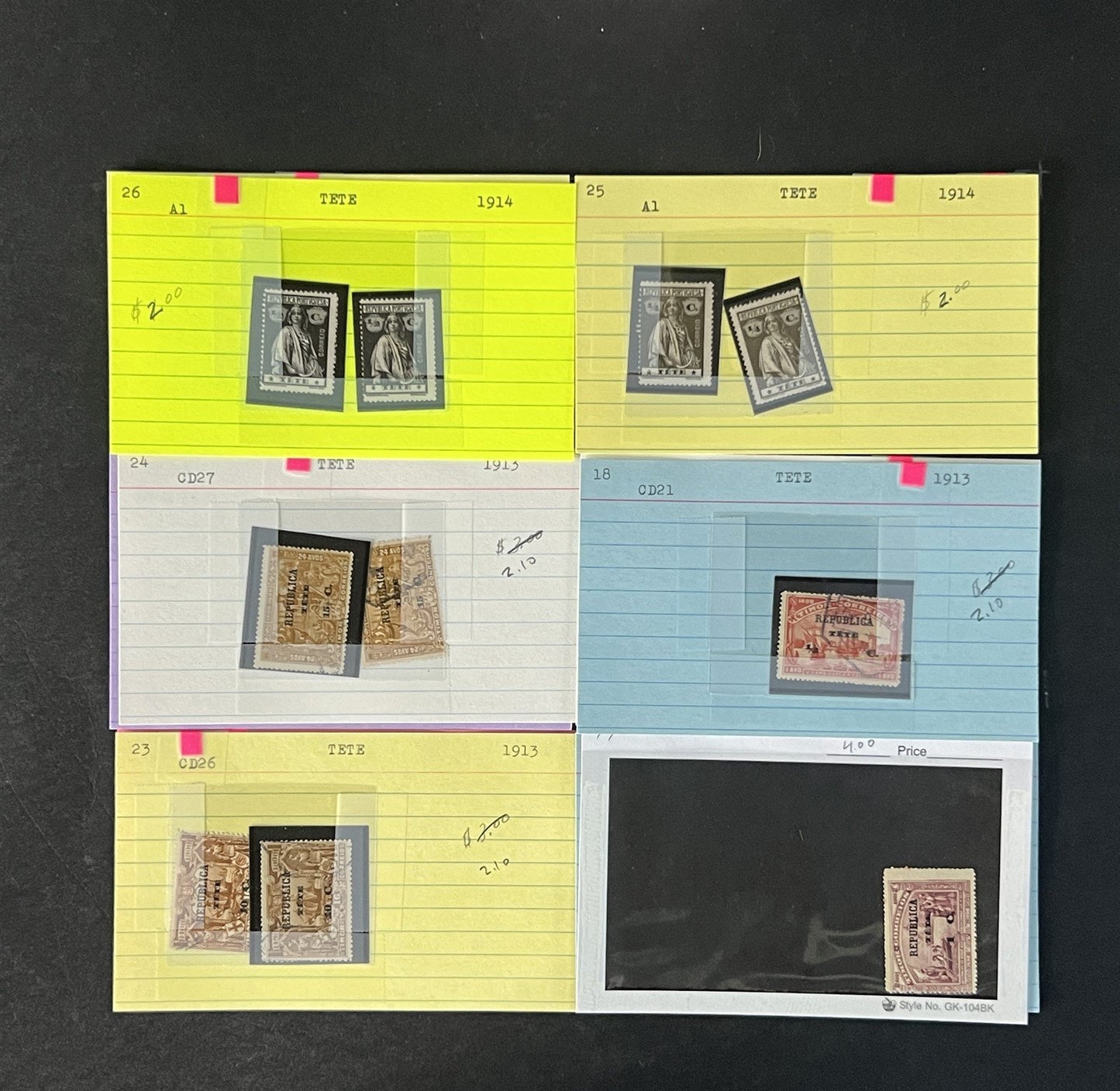 Portuguese Colonies Stamp Collection on Dealer Cards $178 CV ZAYIX 0825CB14543