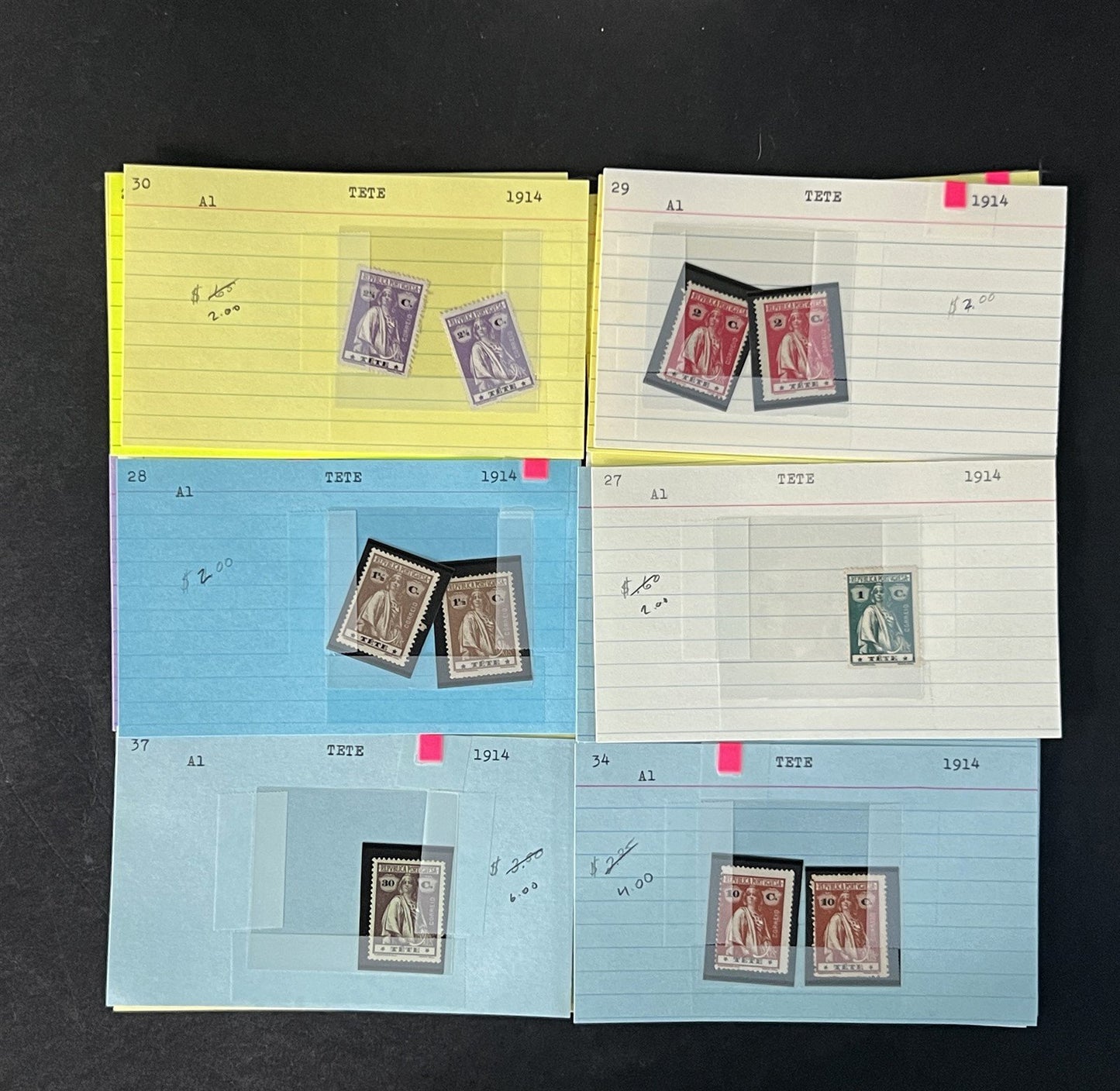 Portuguese Colonies Stamp Collection on Dealer Cards $178 CV ZAYIX 0825CB14543