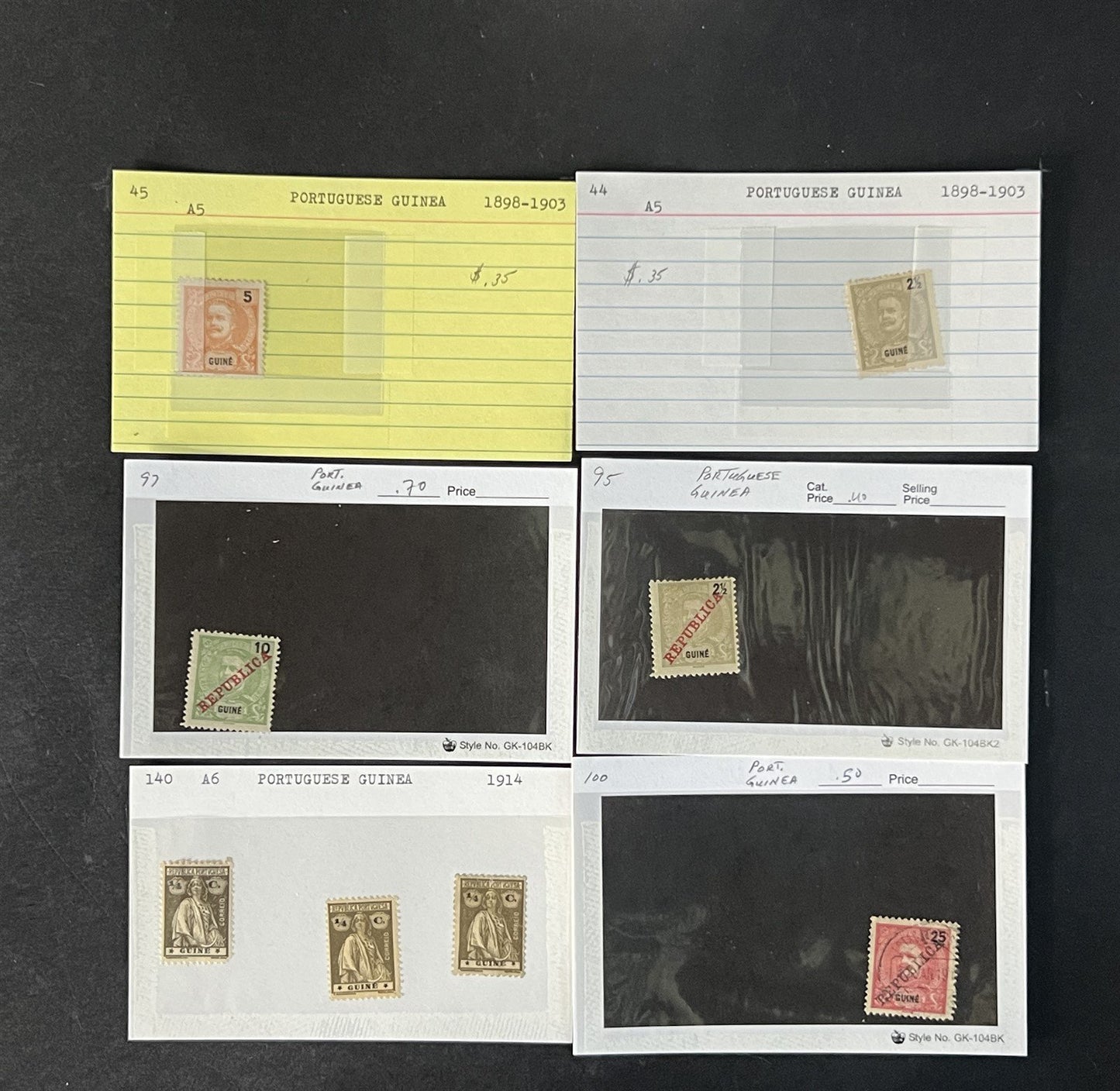 Portuguese Colonies Stamp Collection on Dealer Cards $178 CV ZAYIX 0825CB14543