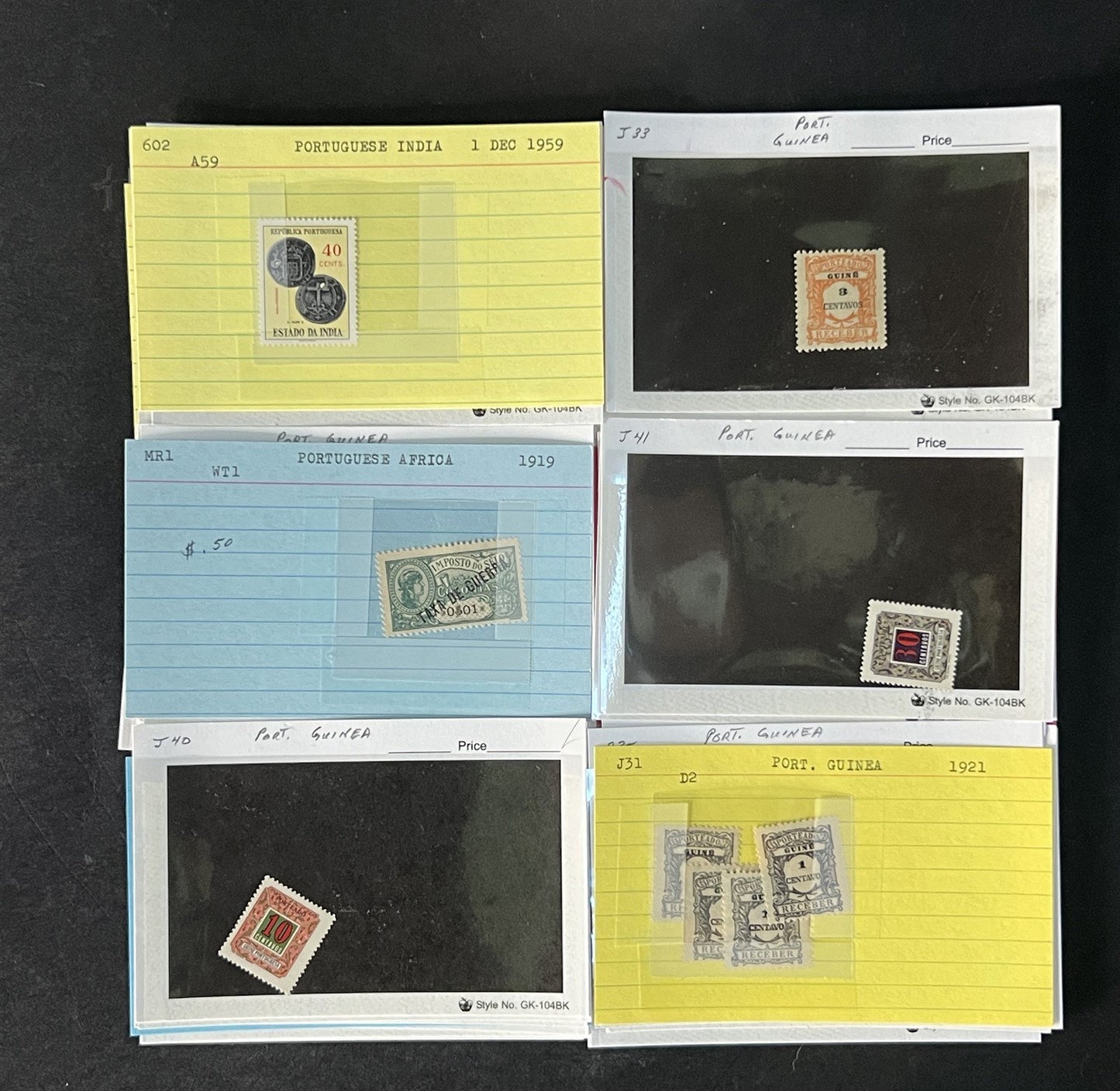 Portuguese Colonies Stamp Collection on Dealer Cards $178 CV ZAYIX 0825CB14543