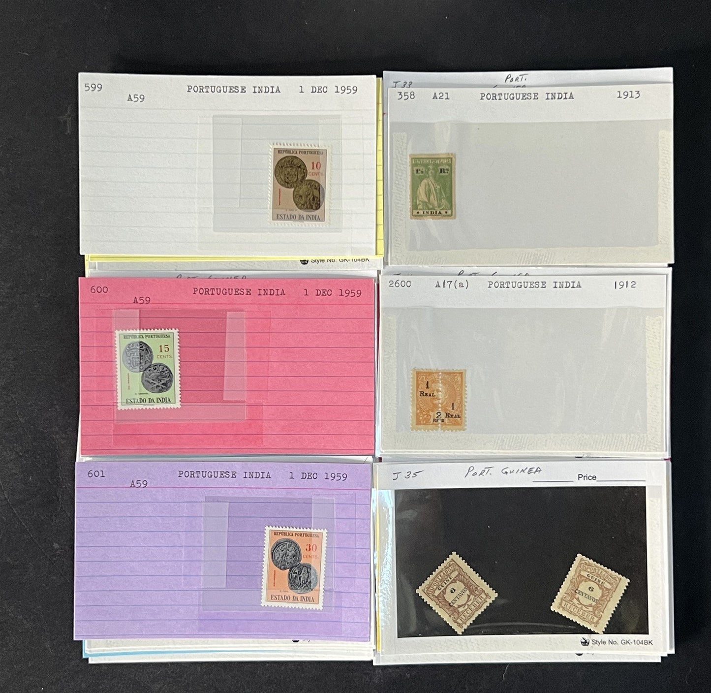 Portuguese Colonies Stamp Collection on Dealer Cards $178 CV ZAYIX 0825CB14543