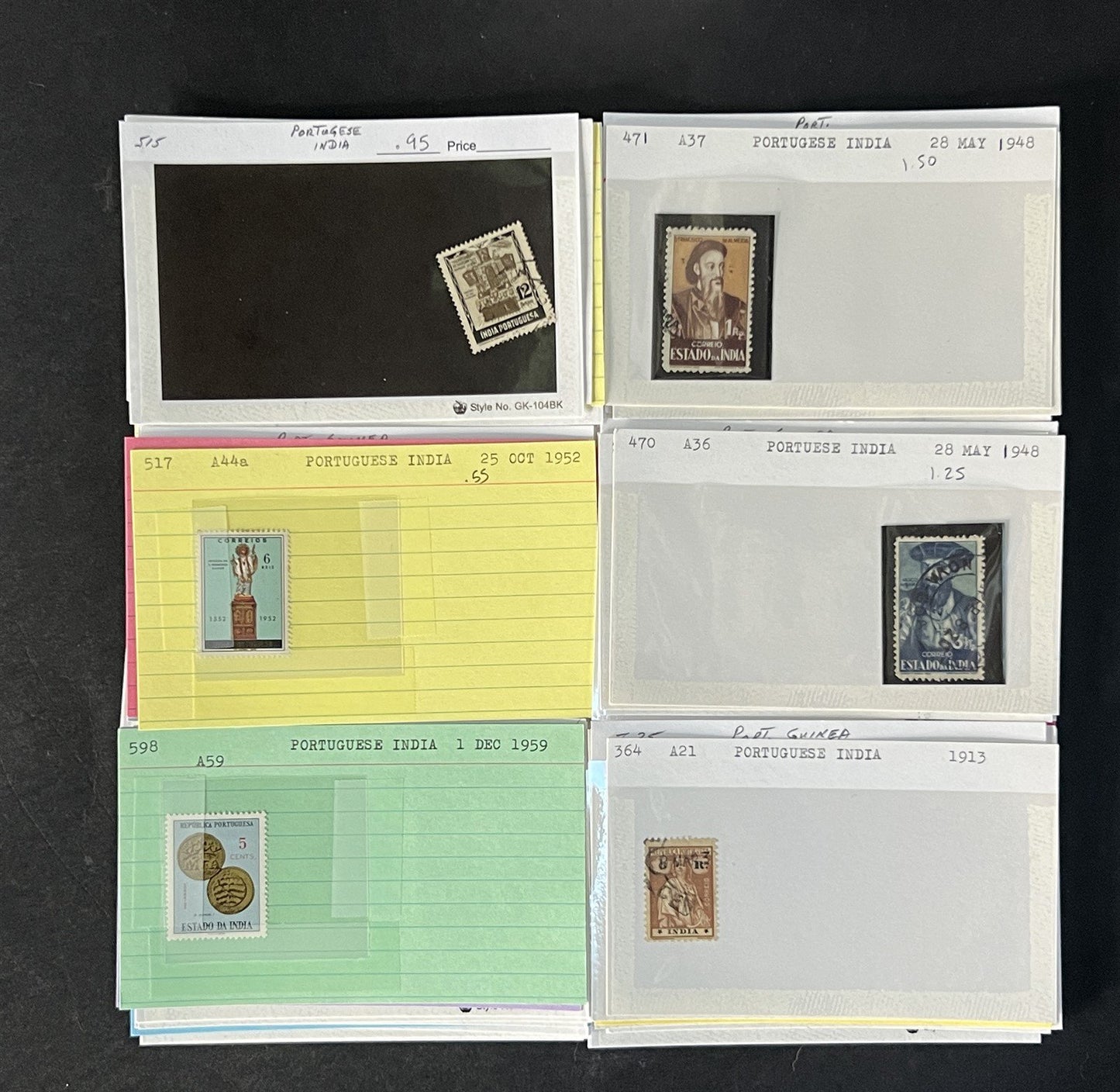 Portuguese Colonies Stamp Collection on Dealer Cards $178 CV ZAYIX 0825CB14543