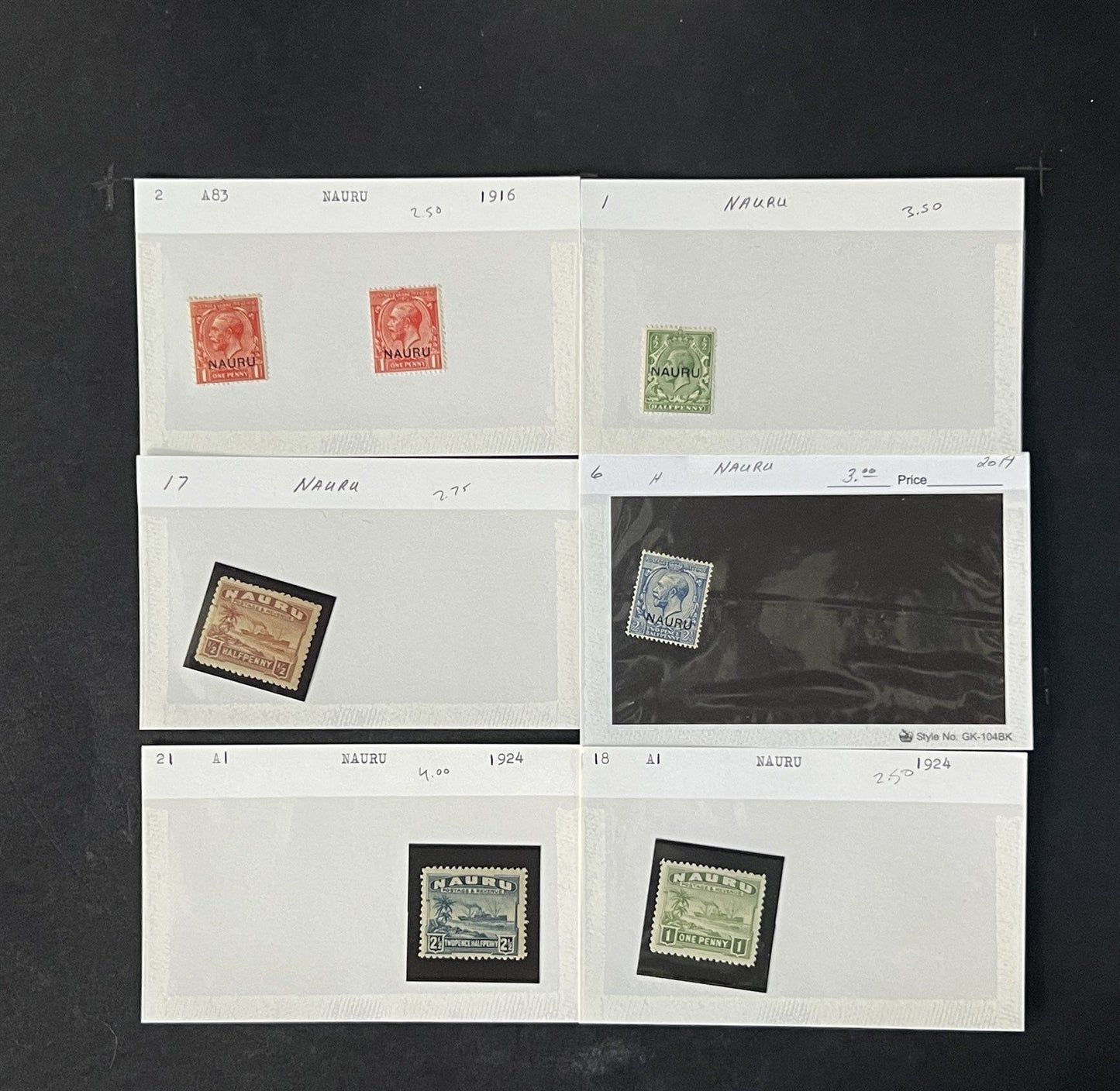 Nauru Stamp Collection on Dealer Cards $39 Catalog Value ZAYIX 0825CB14544