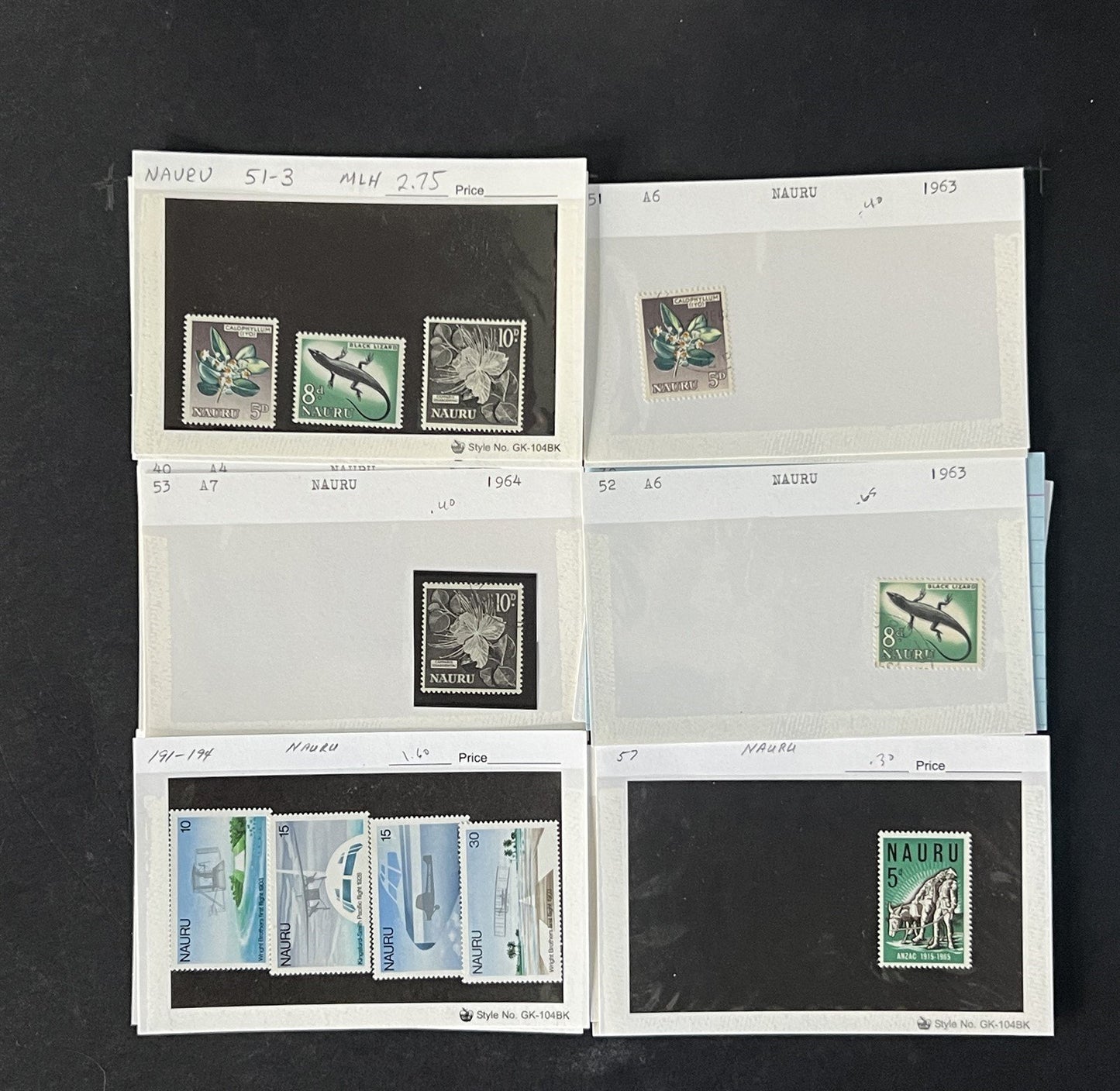 Nauru Stamp Collection on Dealer Cards $39 Catalog Value ZAYIX 0825CB14544