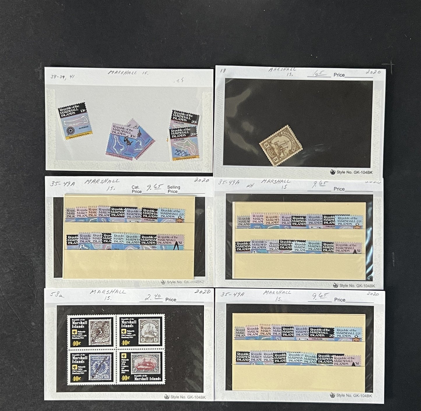Marshall Islands Stamp Collection on Dealer Cards $165 Cat Val ZAYIX 0825CB14545