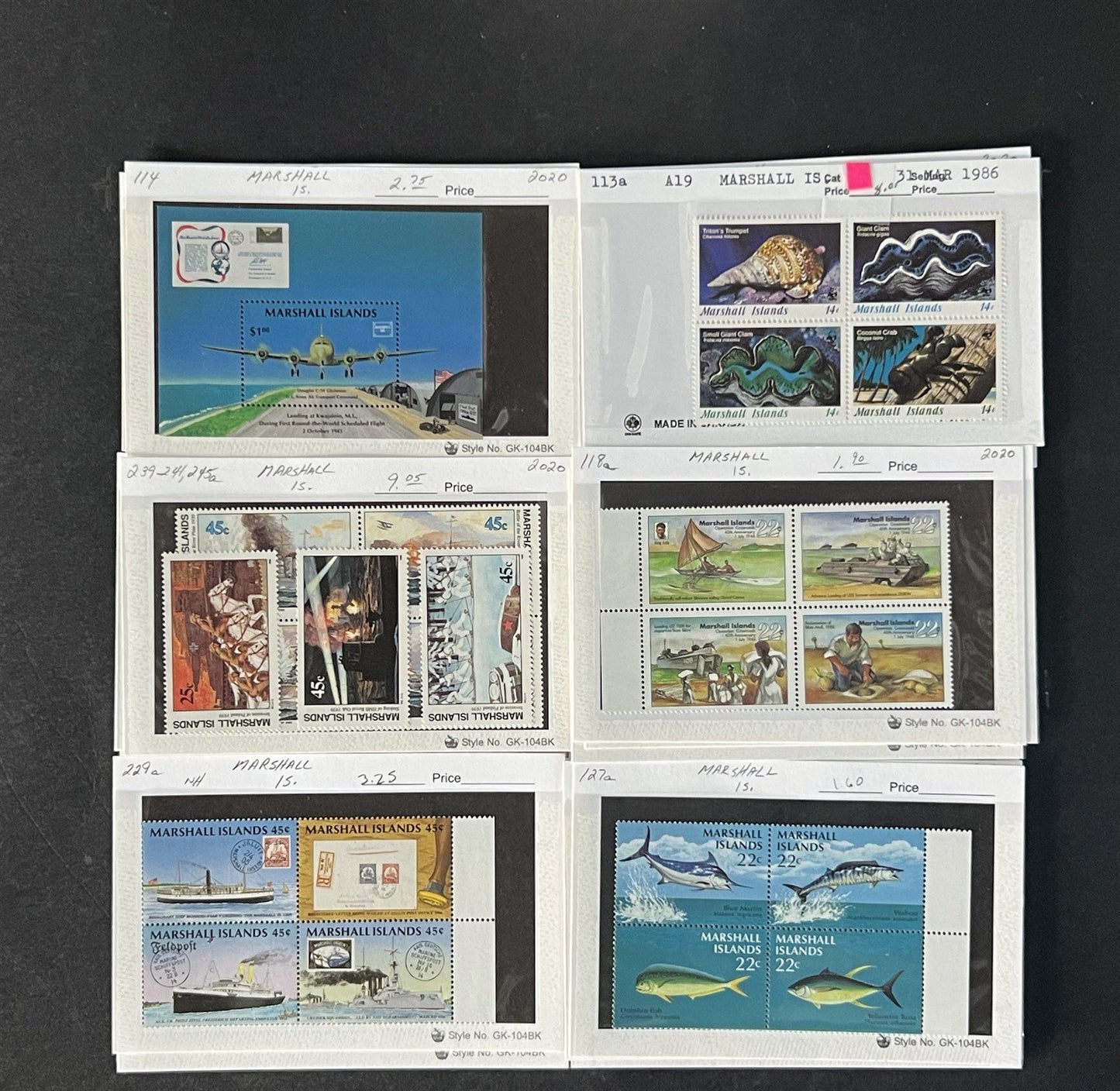 Marshall Islands Stamp Collection on Dealer Cards $165 Cat Val ZAYIX 0825CB14545