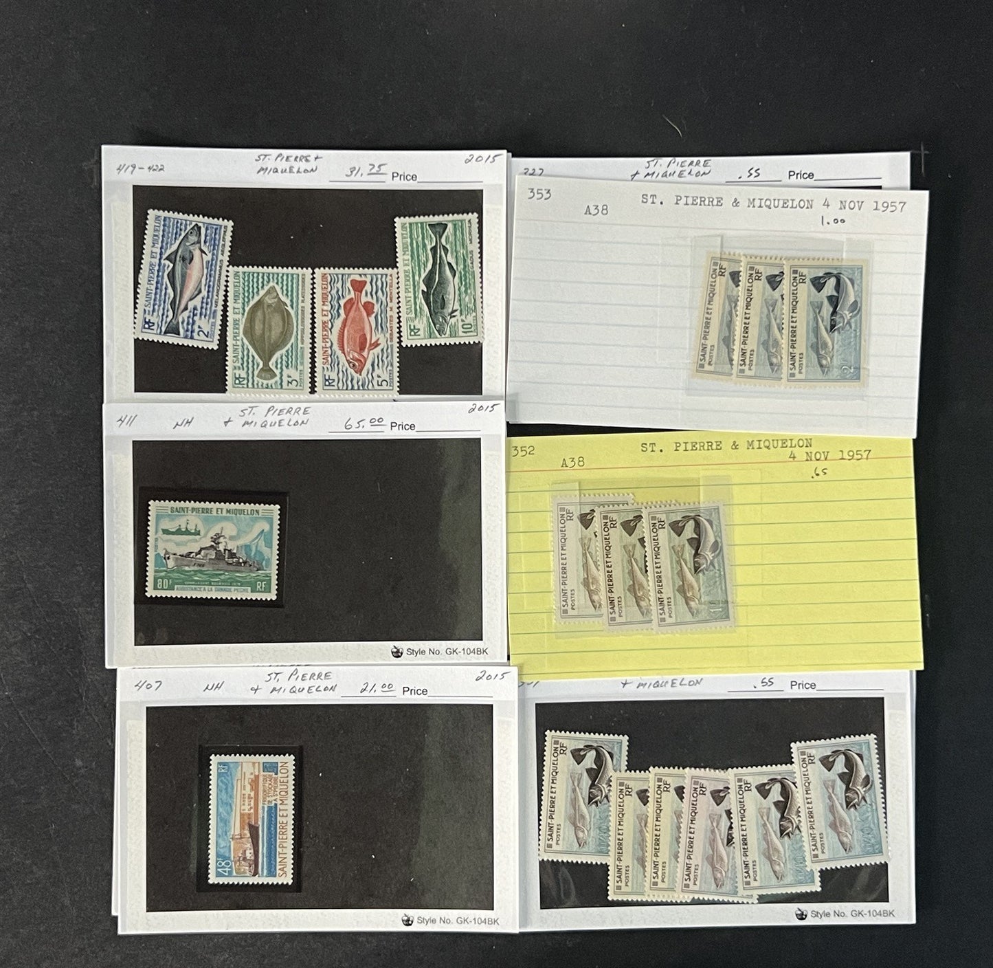 St. Pierre & Miquelon Stamp Collection on Dealer Cards $421 CV ZAYIX 0825CB14546