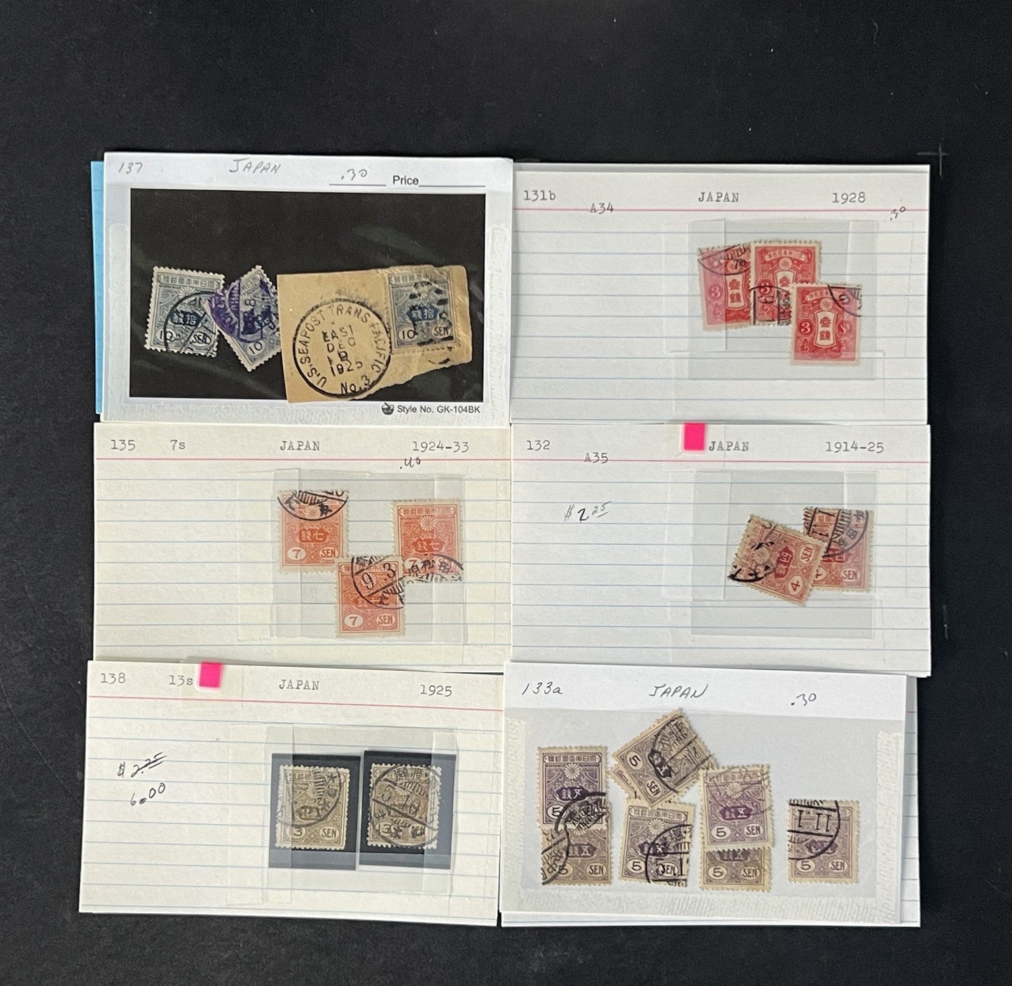 Japan Stamp Collection on Dealer Cards $649 Catalog Value ZAYIX 0825CB14547