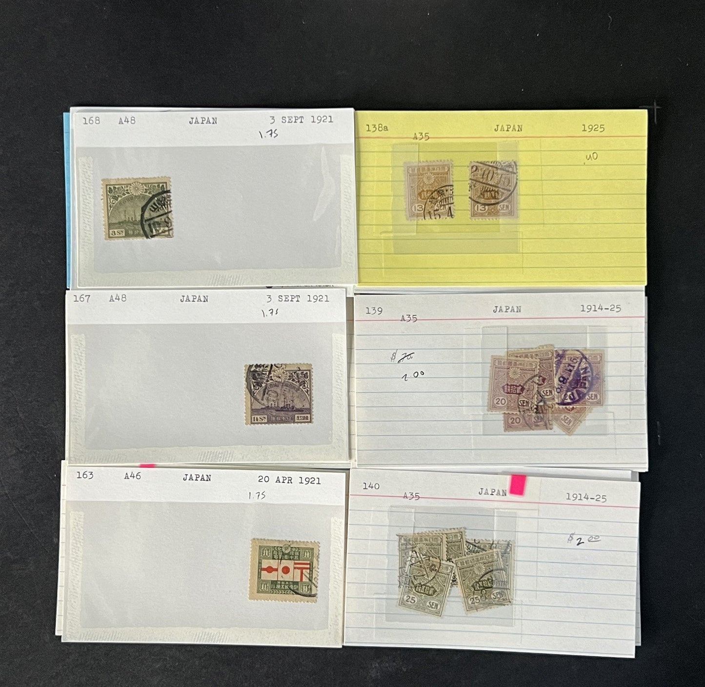 Japan Stamp Collection on Dealer Cards $649 Catalog Value ZAYIX 0825CB14547