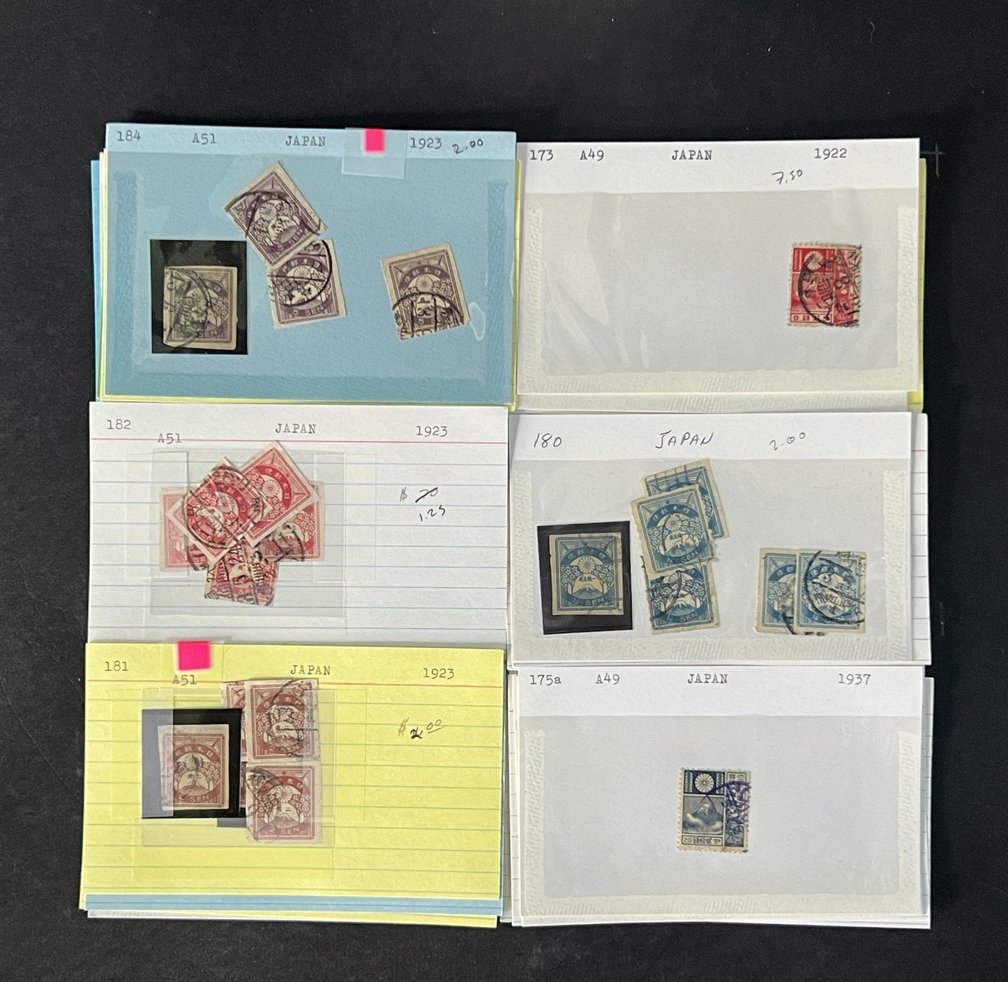 Japan Stamp Collection on Dealer Cards $649 Catalog Value ZAYIX 0825CB14547