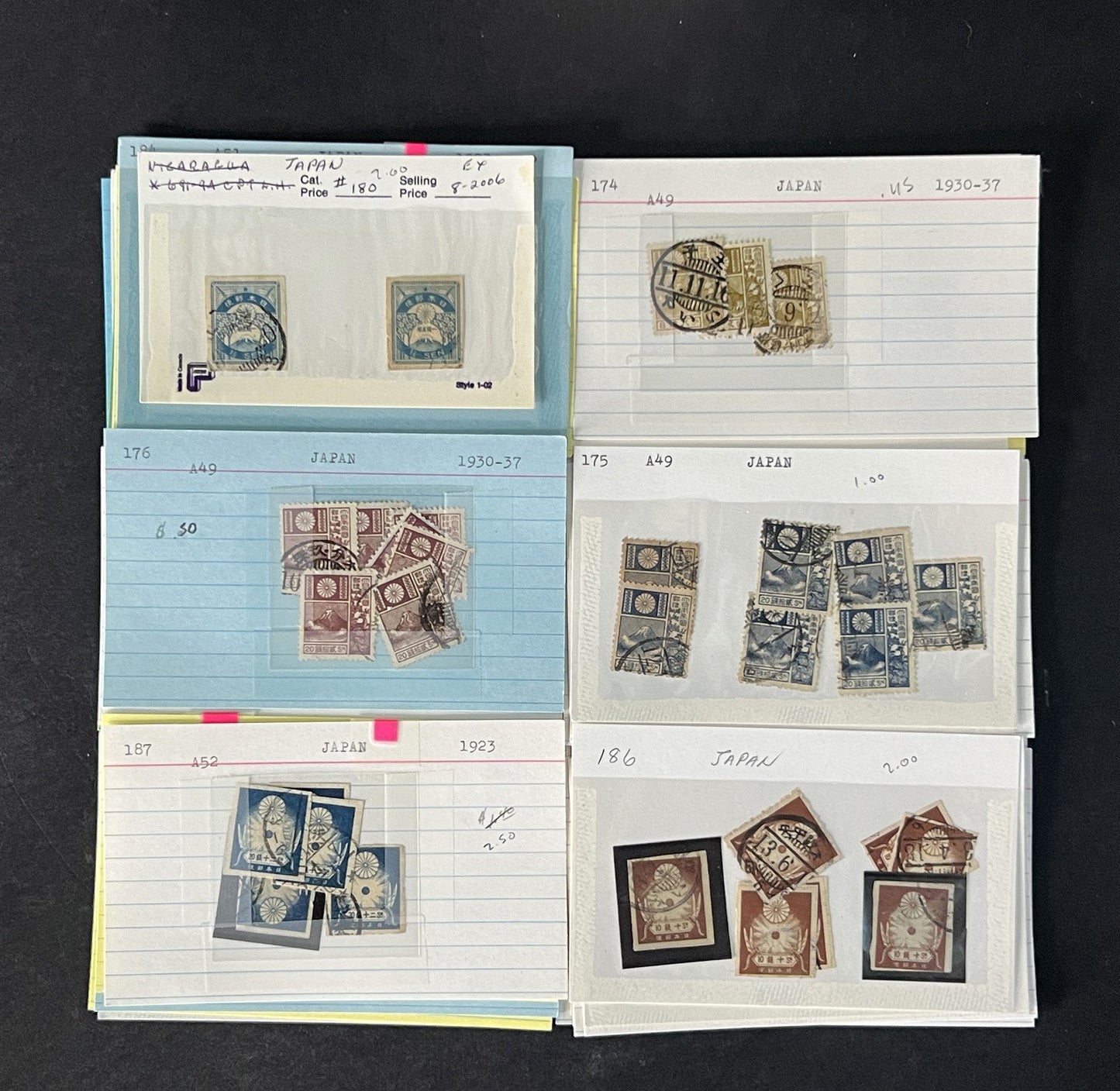 Japan Stamp Collection on Dealer Cards $649 Catalog Value ZAYIX 0825CB14547