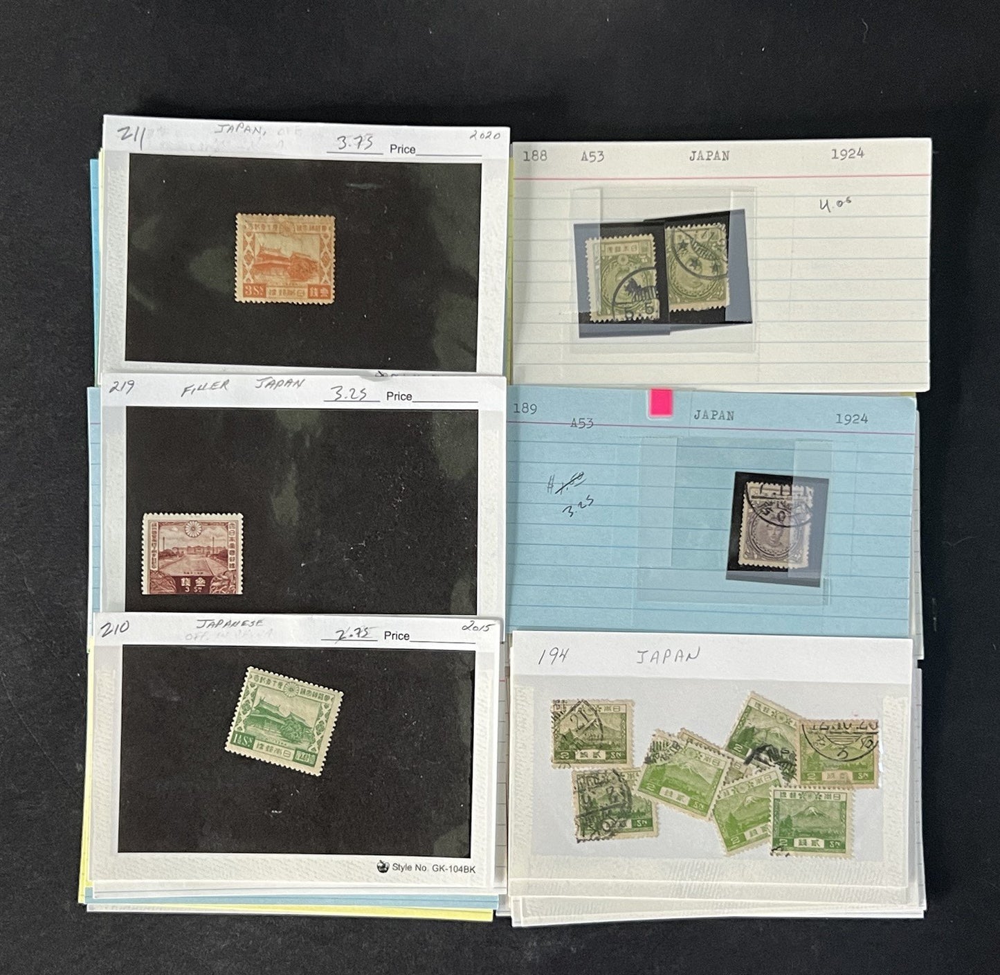 Japan Stamp Collection on Dealer Cards $649 Catalog Value ZAYIX 0825CB14547