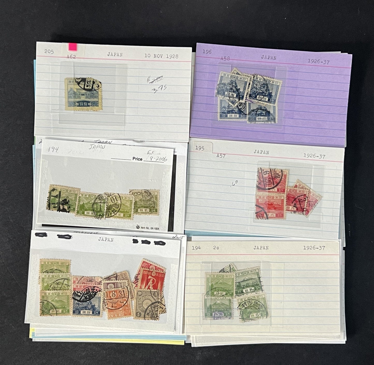 Japan Stamp Collection on Dealer Cards $649 Catalog Value ZAYIX 0825CB14547