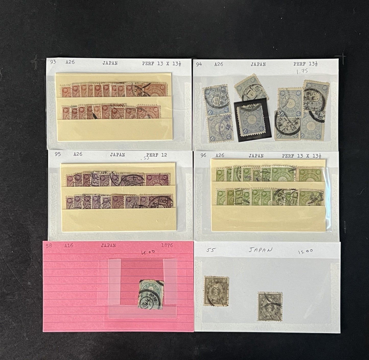 Japan Stamp Collection on Dealer Cards $649 Catalog Value ZAYIX 0825CB14547