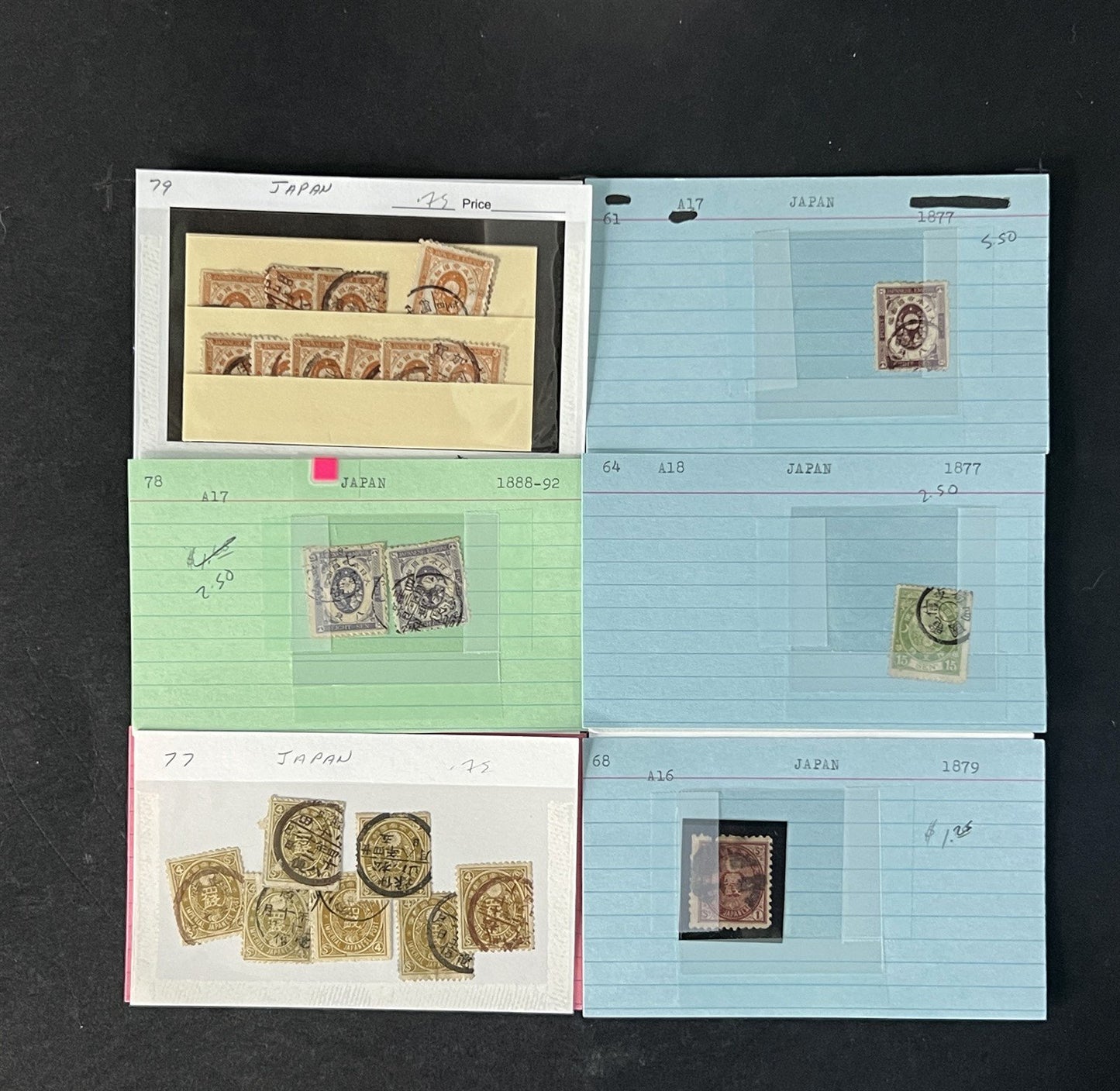 Japan Stamp Collection on Dealer Cards $649 Catalog Value ZAYIX 0825CB14547