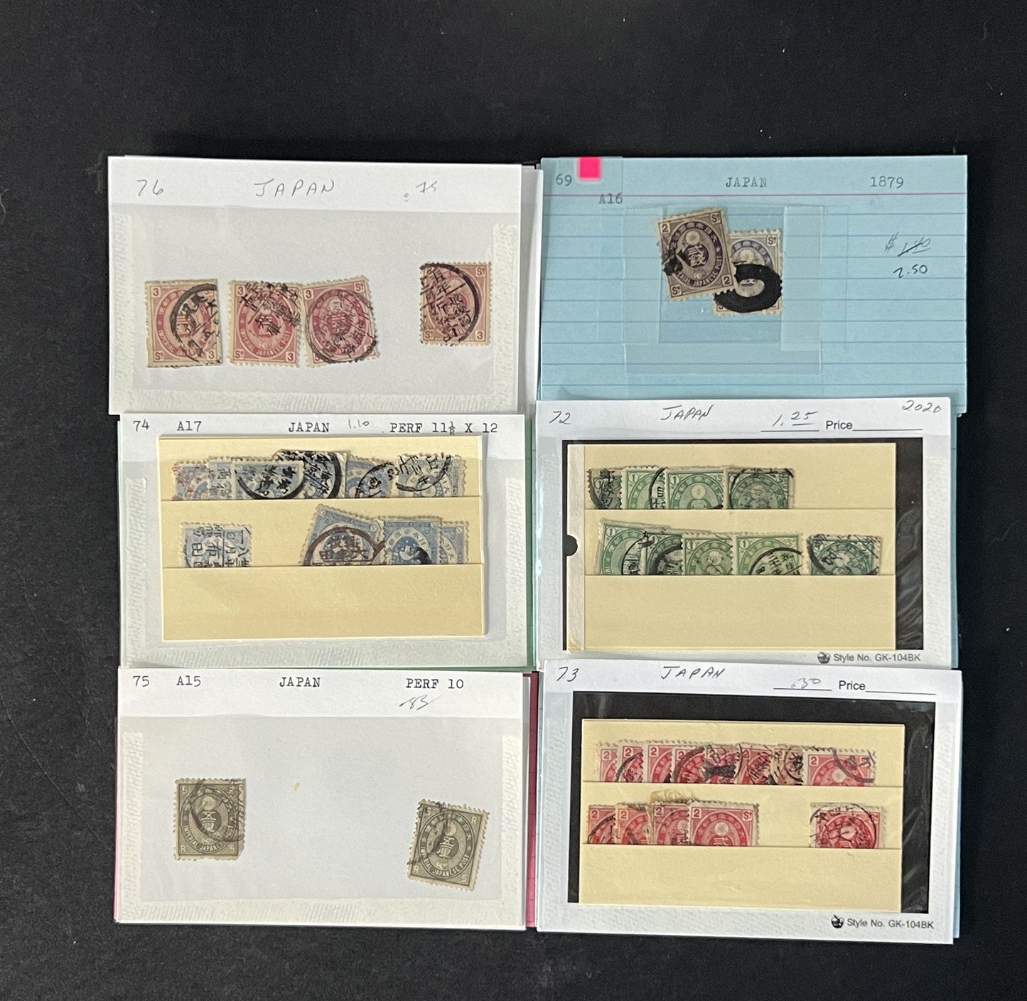 Japan Stamp Collection on Dealer Cards $649 Catalog Value ZAYIX 0825CB14547