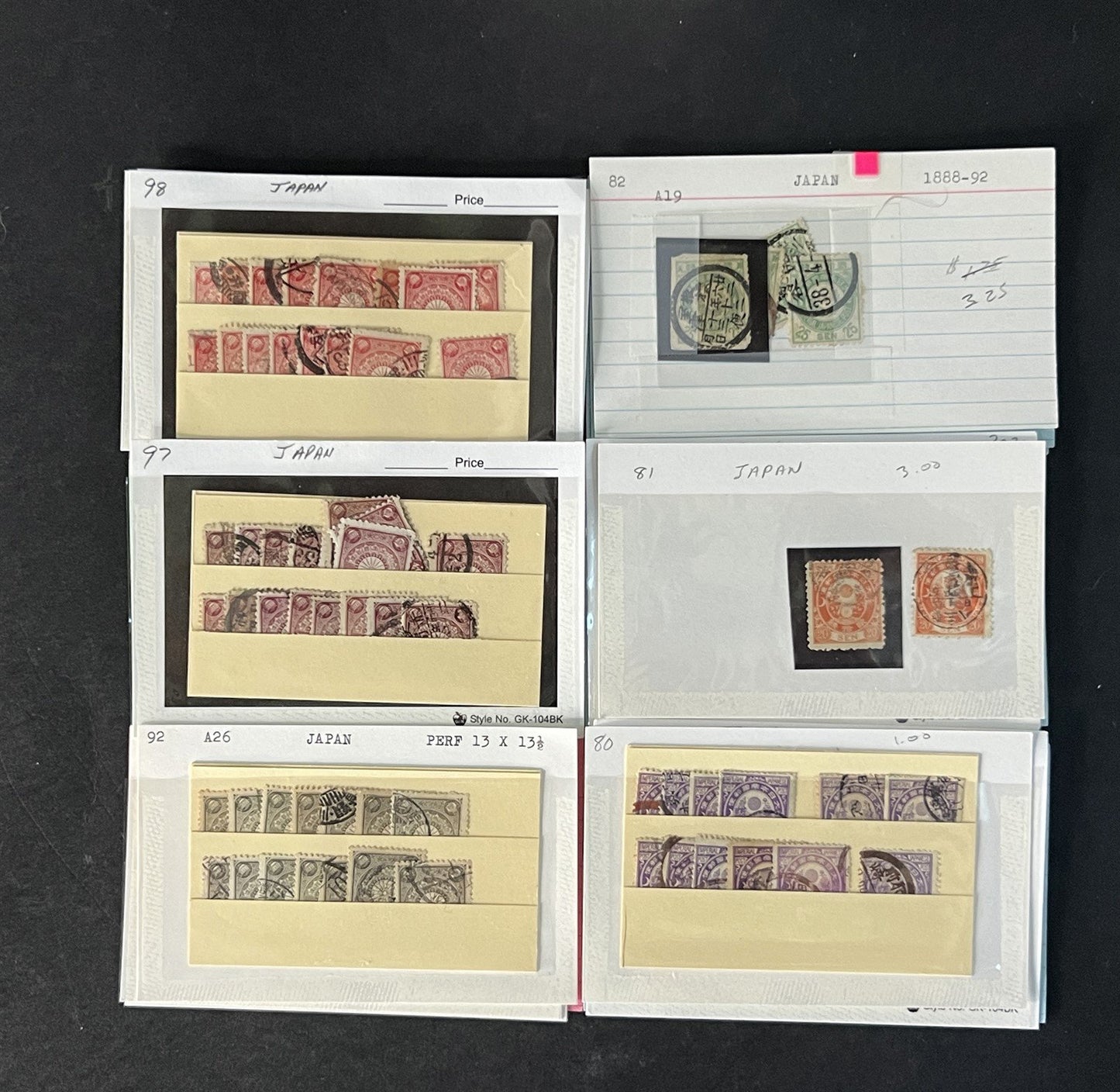 Japan Stamp Collection on Dealer Cards $649 Catalog Value ZAYIX 0825CB14547
