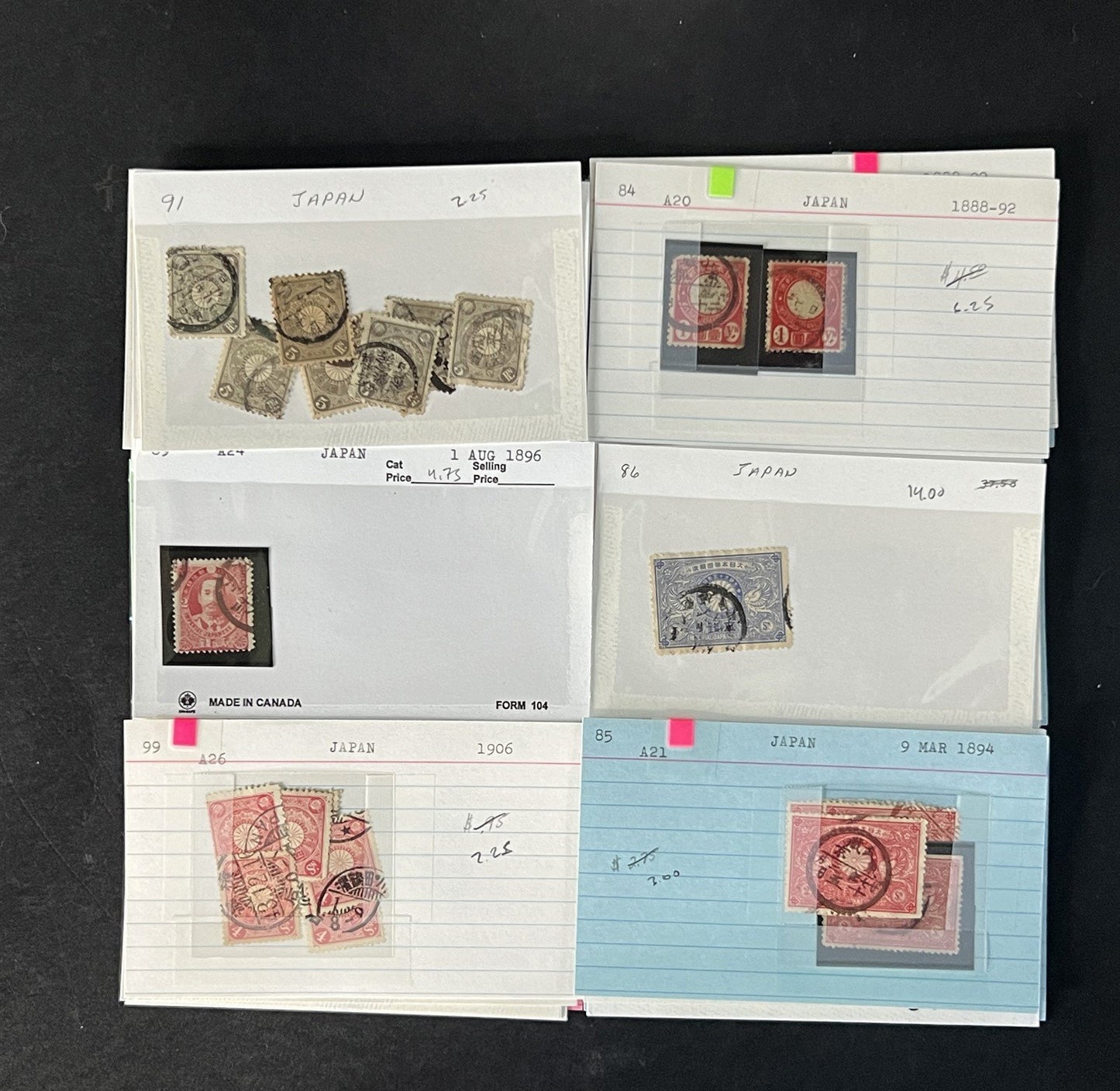 Japan Stamp Collection on Dealer Cards $649 Catalog Value ZAYIX 0825CB14547