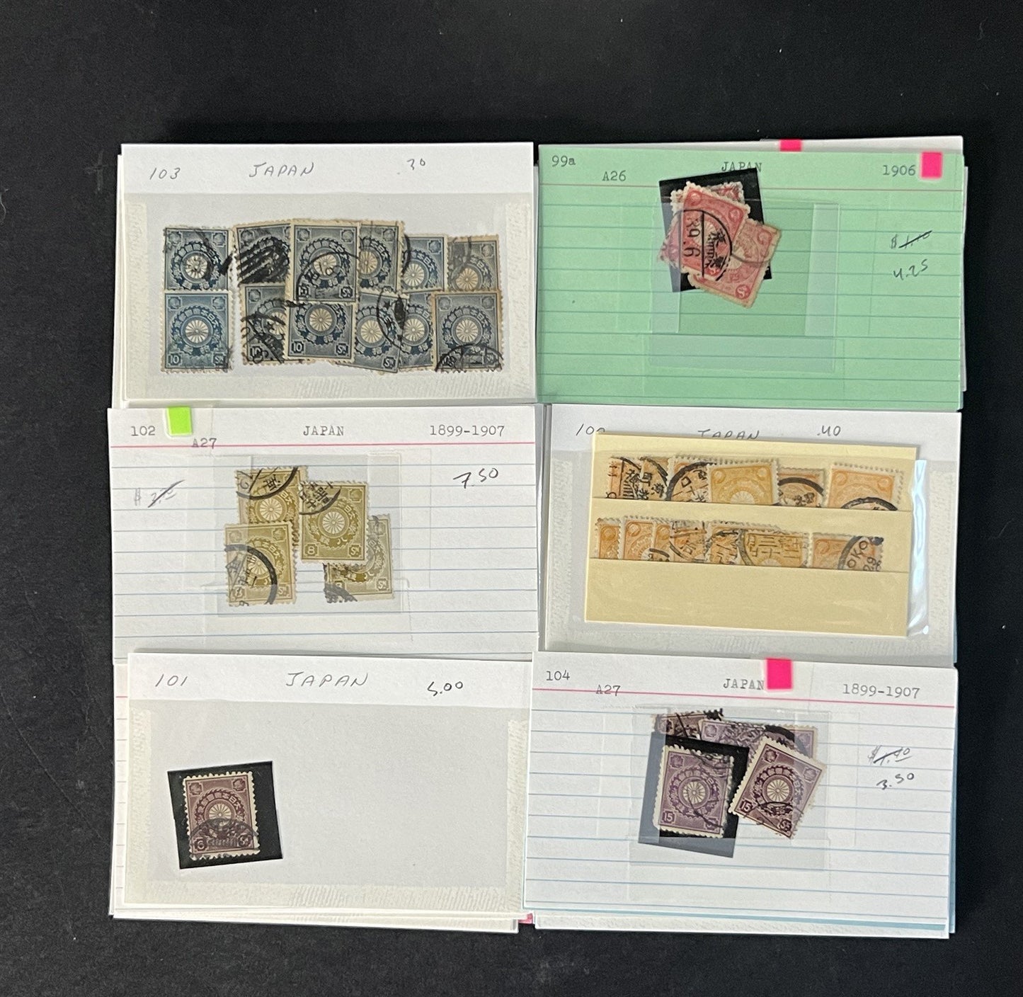 Japan Stamp Collection on Dealer Cards $649 Catalog Value ZAYIX 0825CB14547