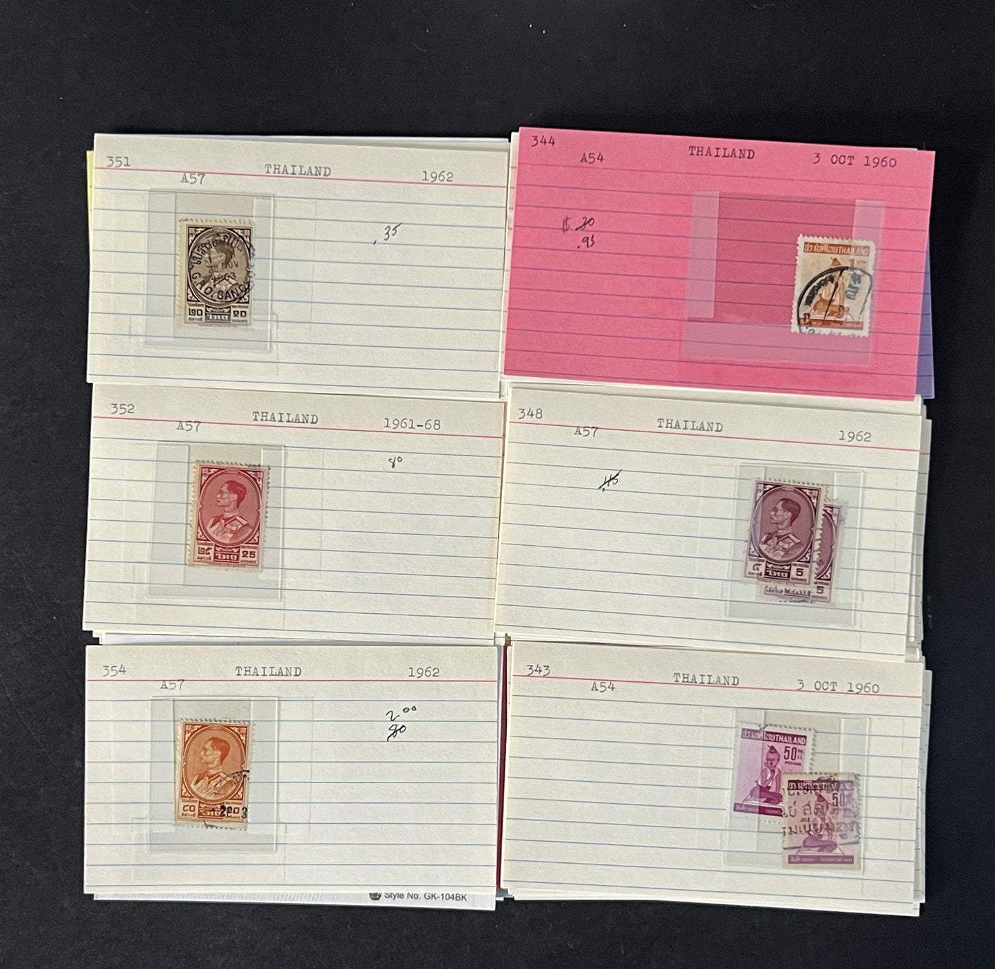Thailand Stamp Collection on Dealer Cards $331 Catalog Value ZAYIX 0825CB14548