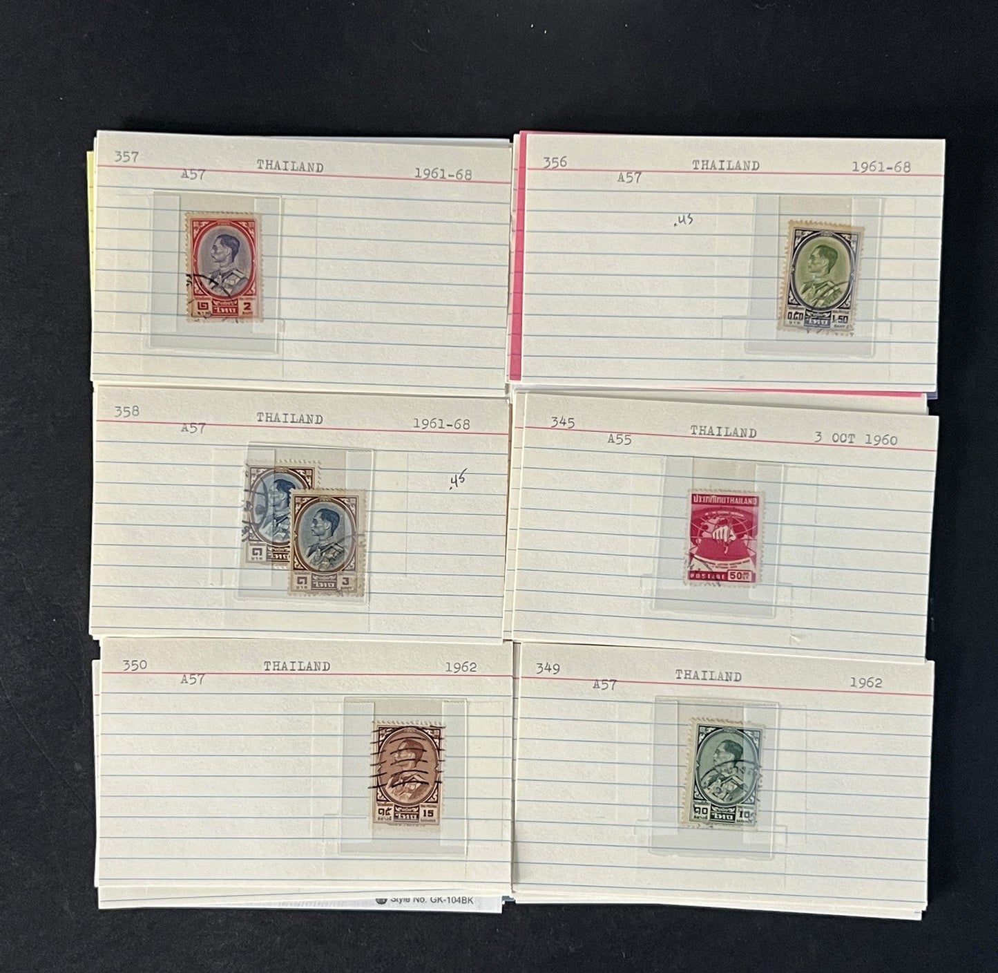 Thailand Stamp Collection on Dealer Cards $331 Catalog Value ZAYIX 0825CB14548